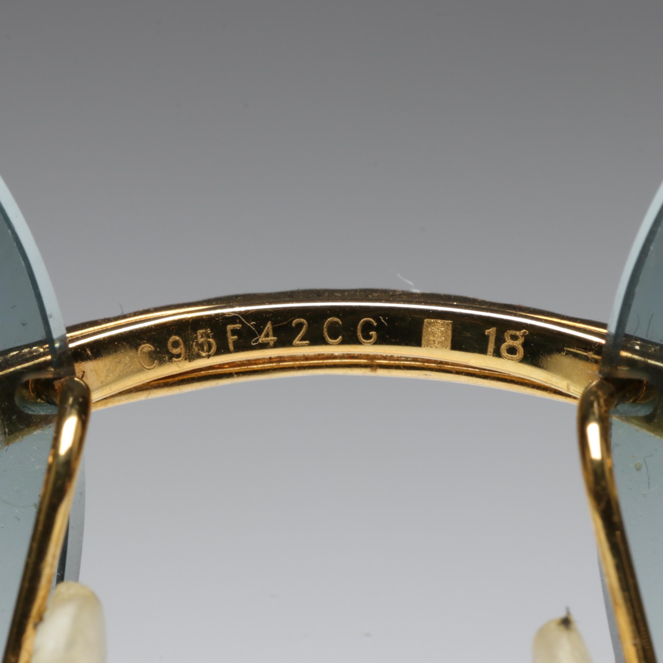 Cartier 10K Gold 1.60 CTW Diamond Embellished Blue Tint Rimless Sunglasses