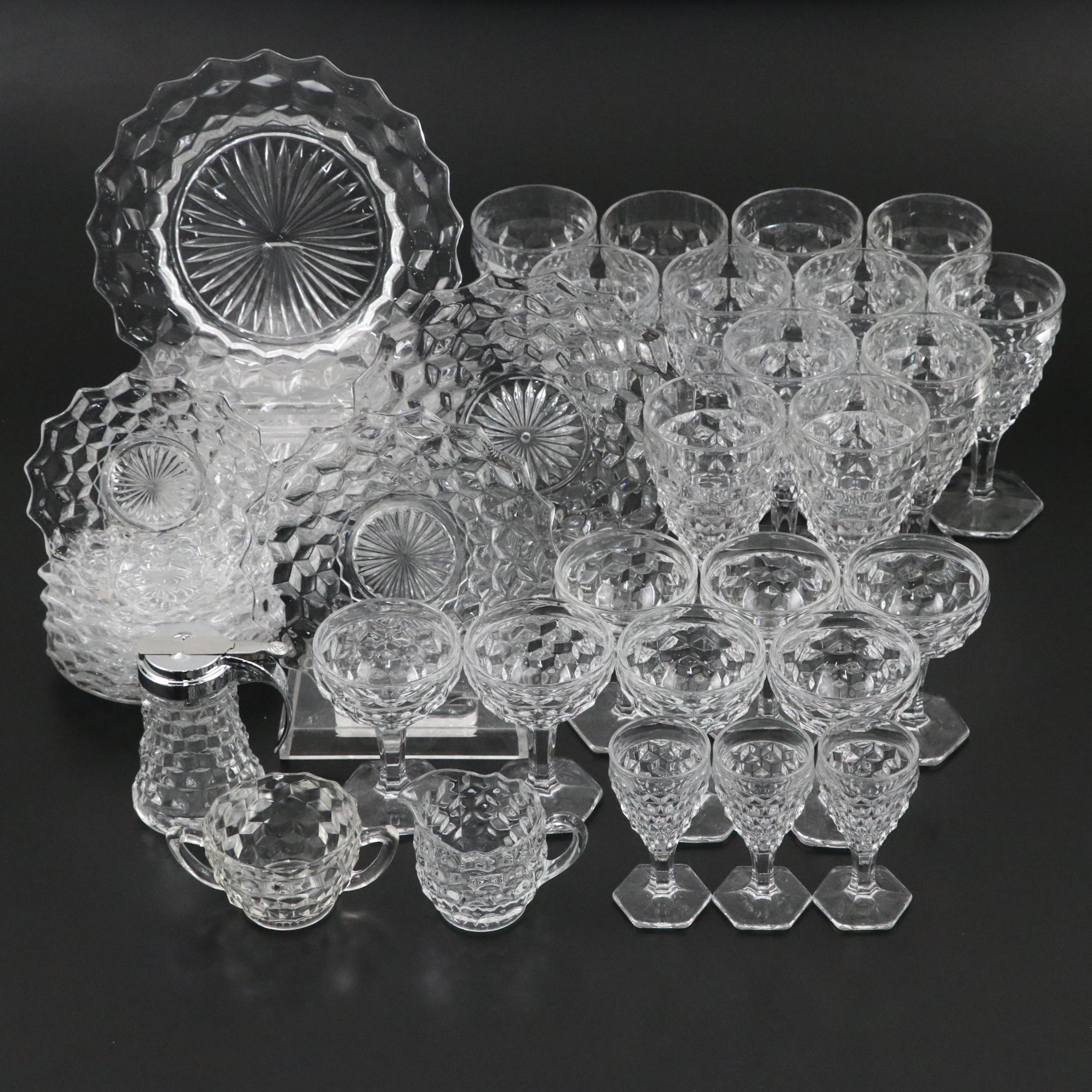 Fostoria "American Clear" Glass Stemware, Plates and Condiment Serveware