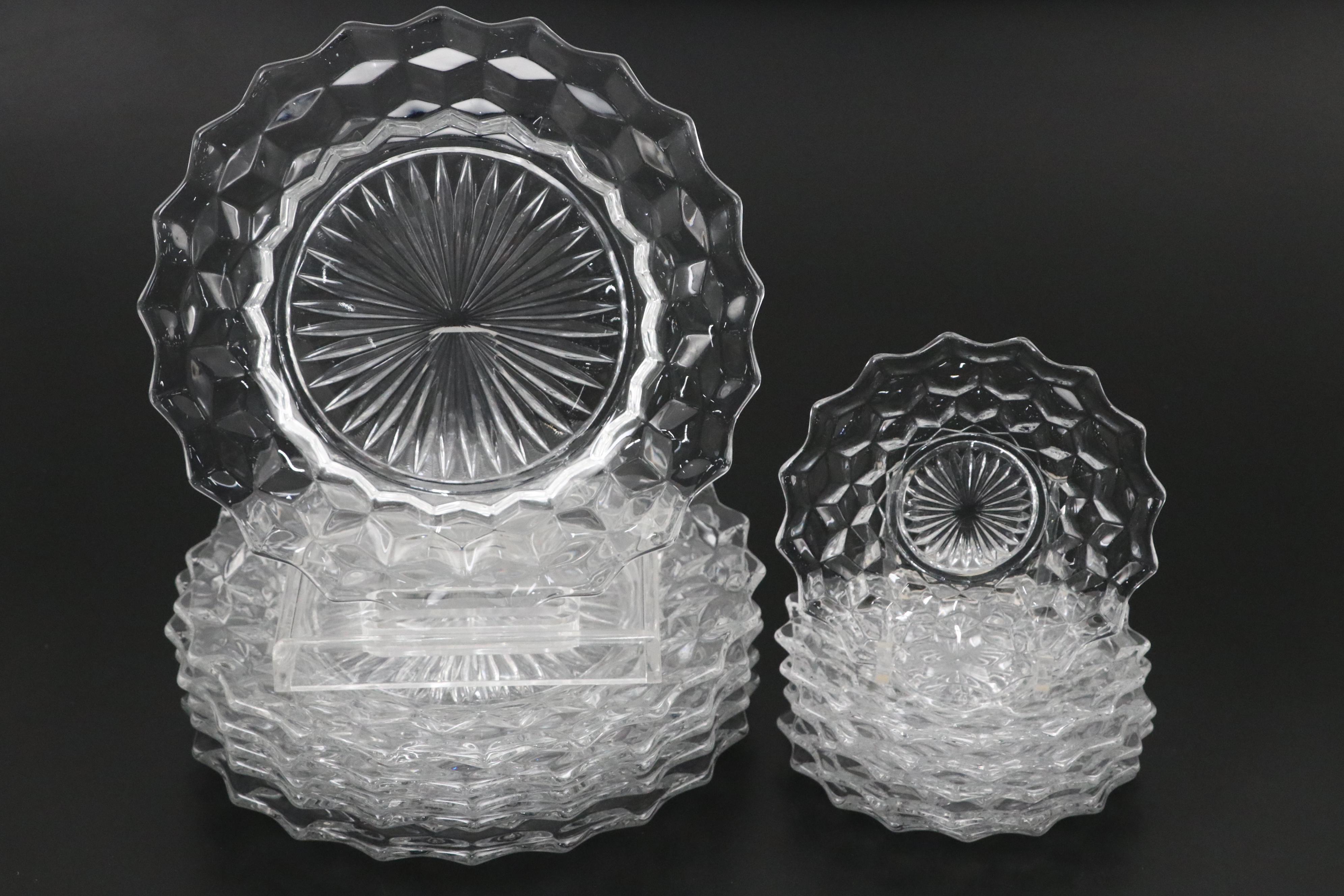 Fostoria "American Clear" Glass Stemware, Plates and Condiment Serveware