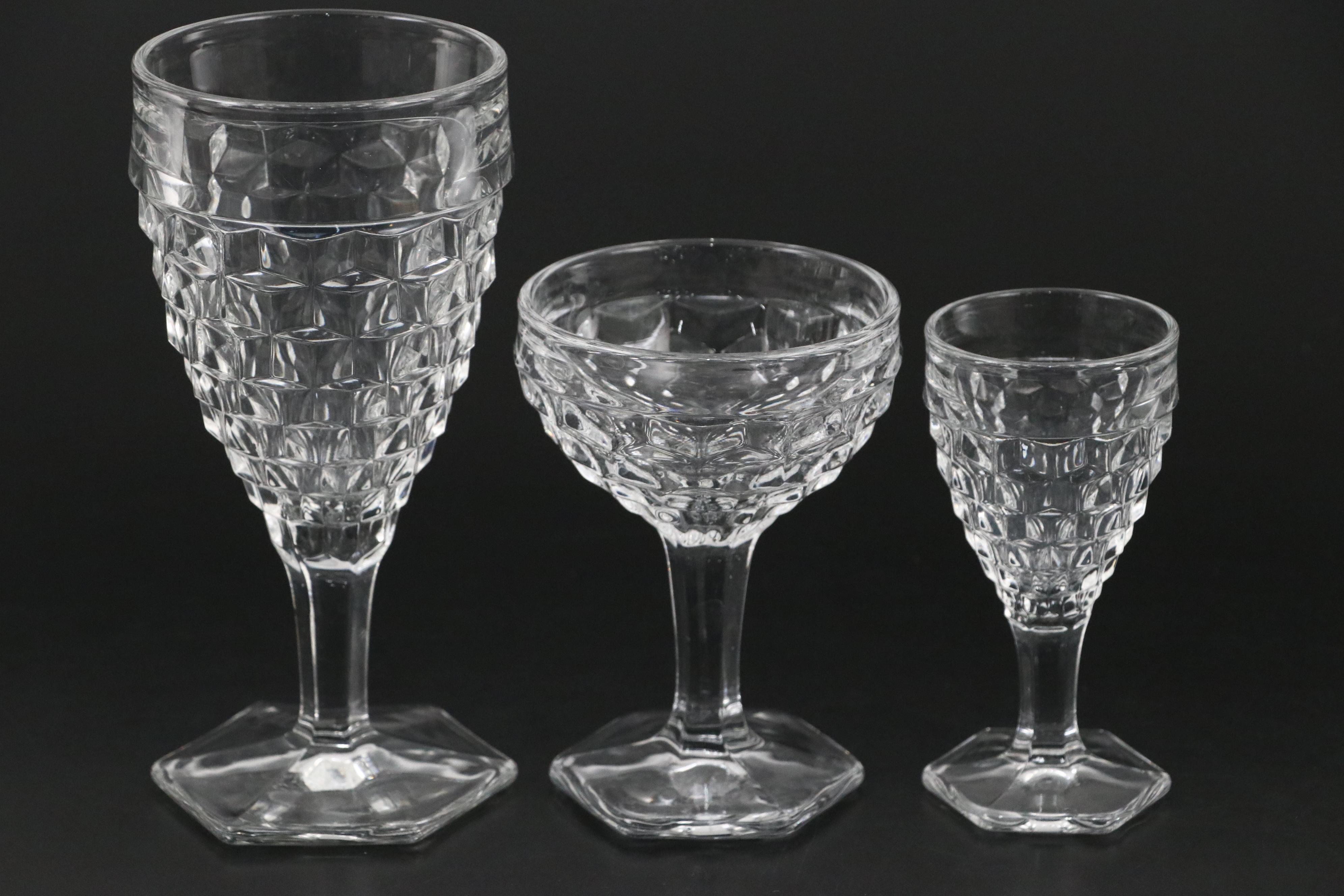 Fostoria "American Clear" Glass Stemware, Plates and Condiment Serveware