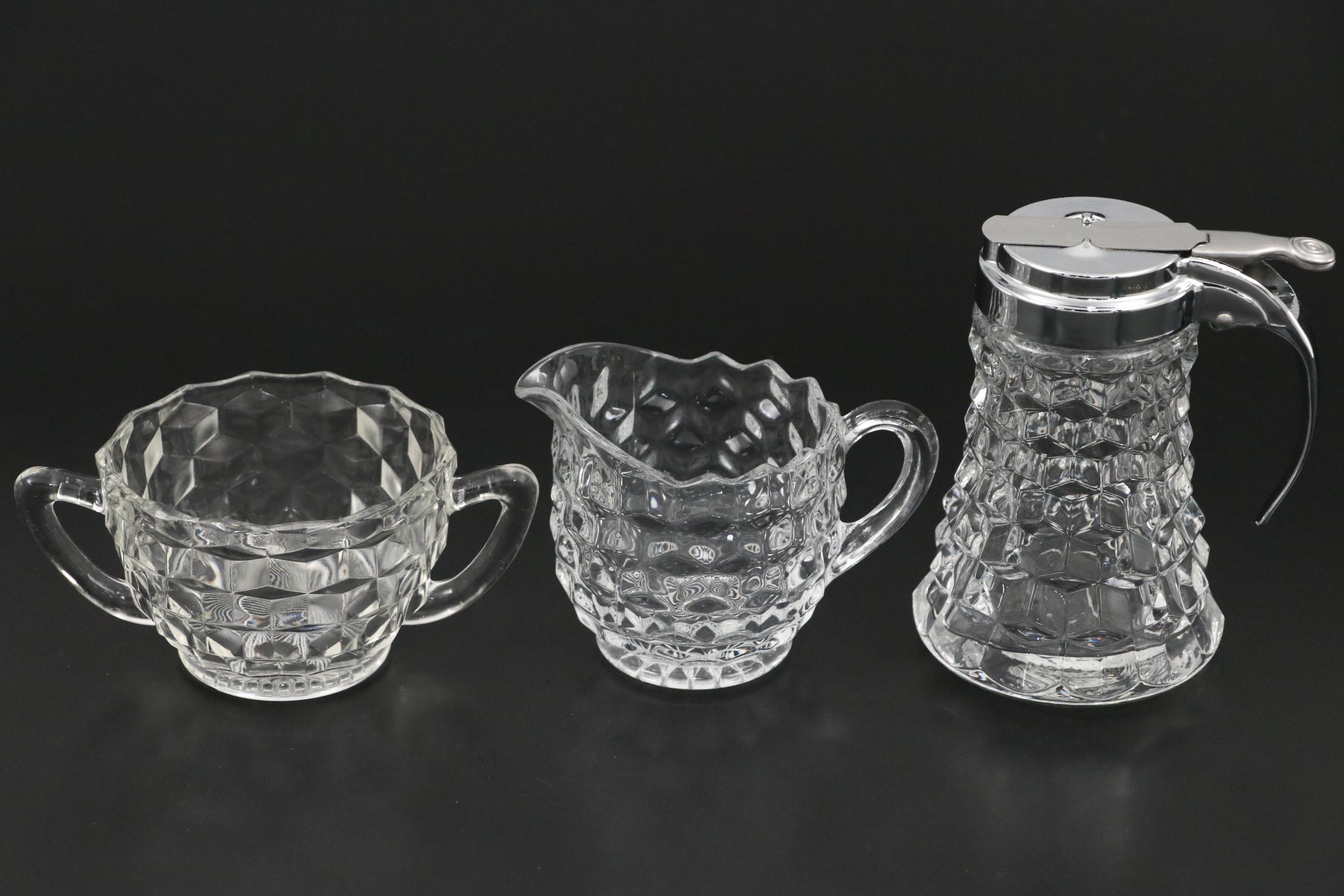 Fostoria "American Clear" Glass Stemware, Plates and Condiment Serveware