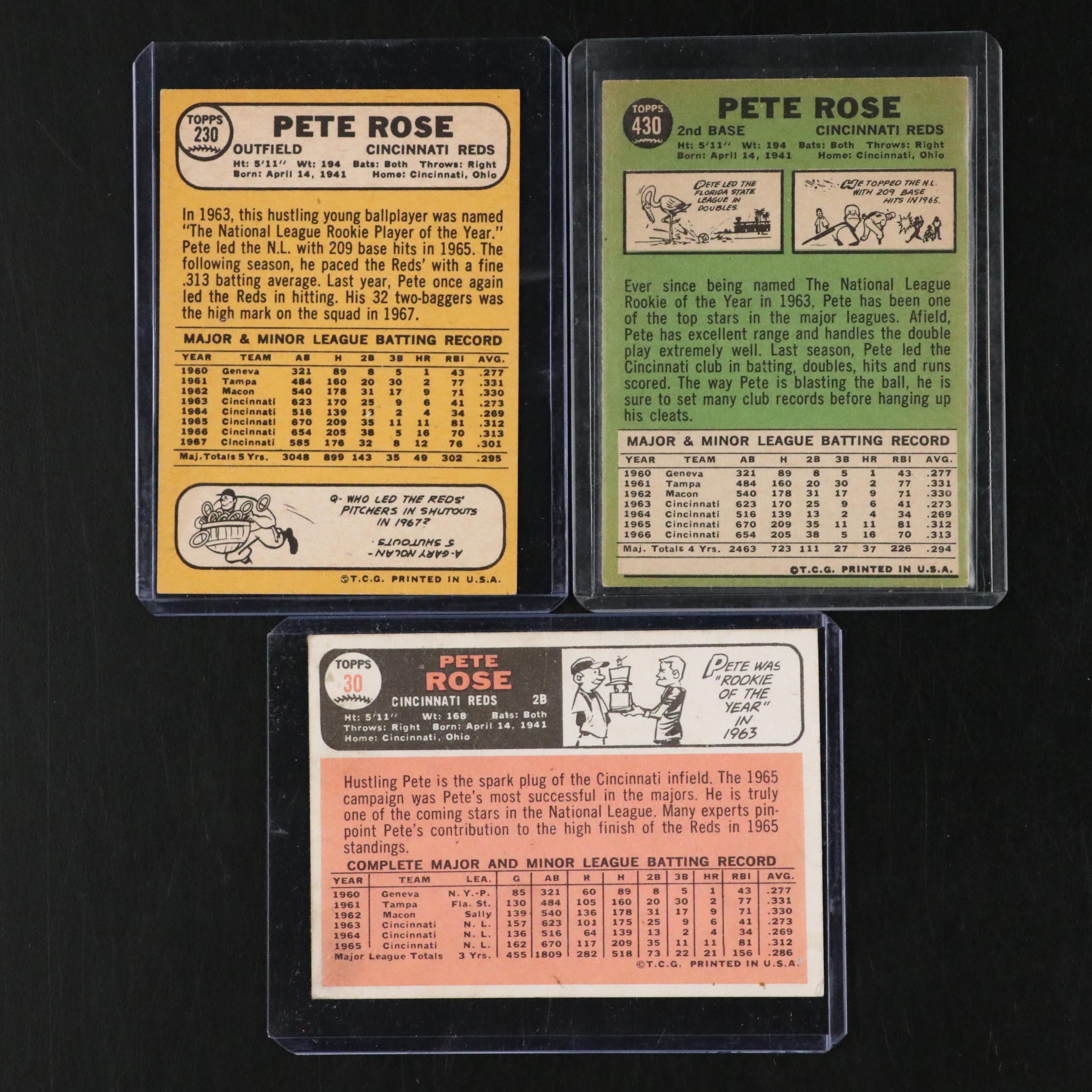 1960s Topps Pete Rose Cincinnati Reds Baseball Cards