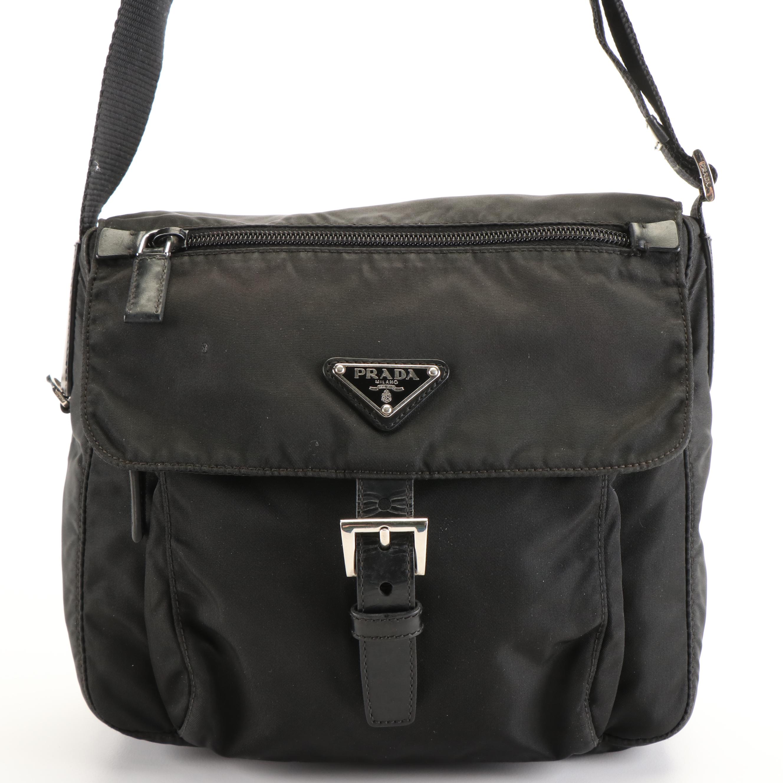 Prada Black Tessuto Nylon Messenger Bag