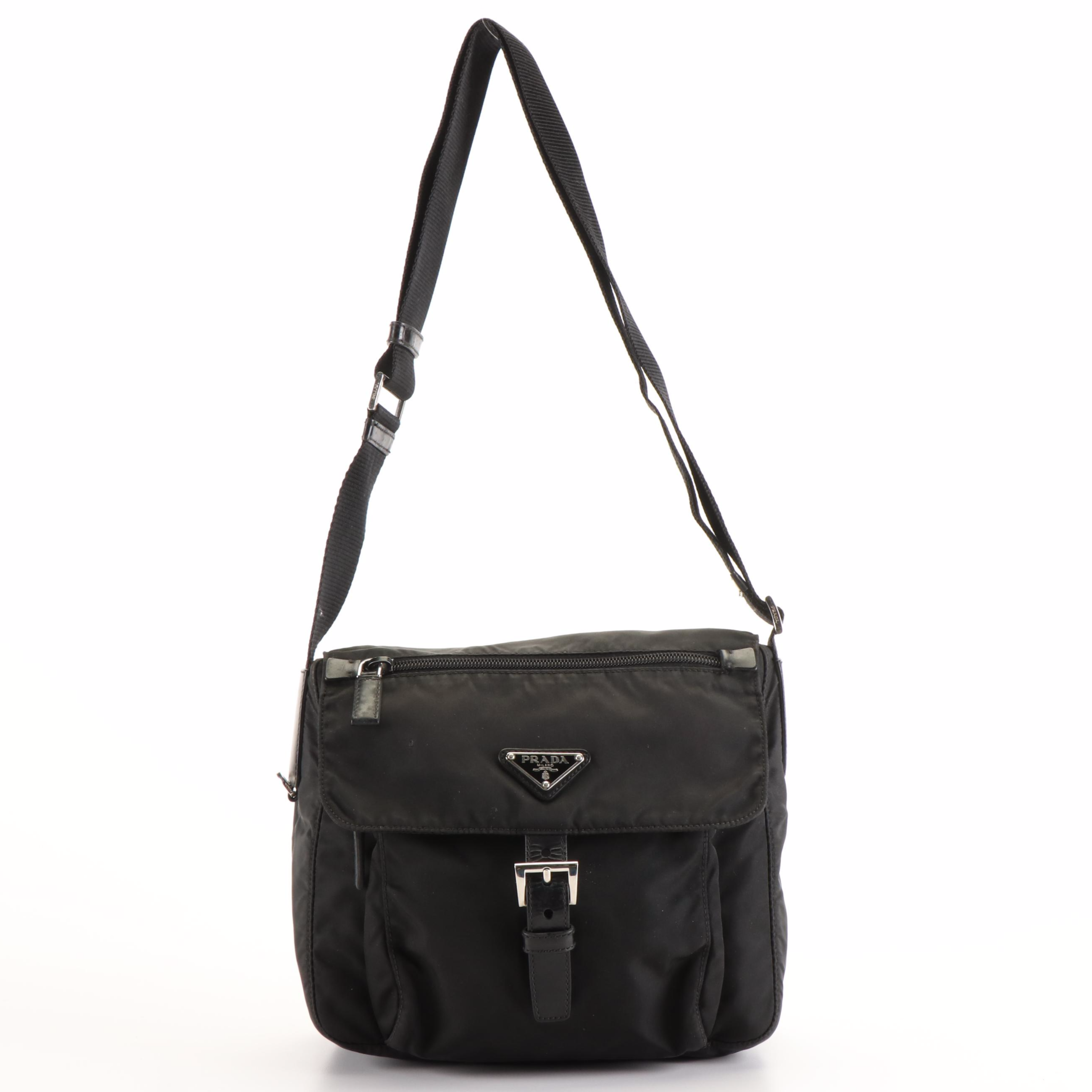 Prada Black Tessuto Nylon Messenger Bag