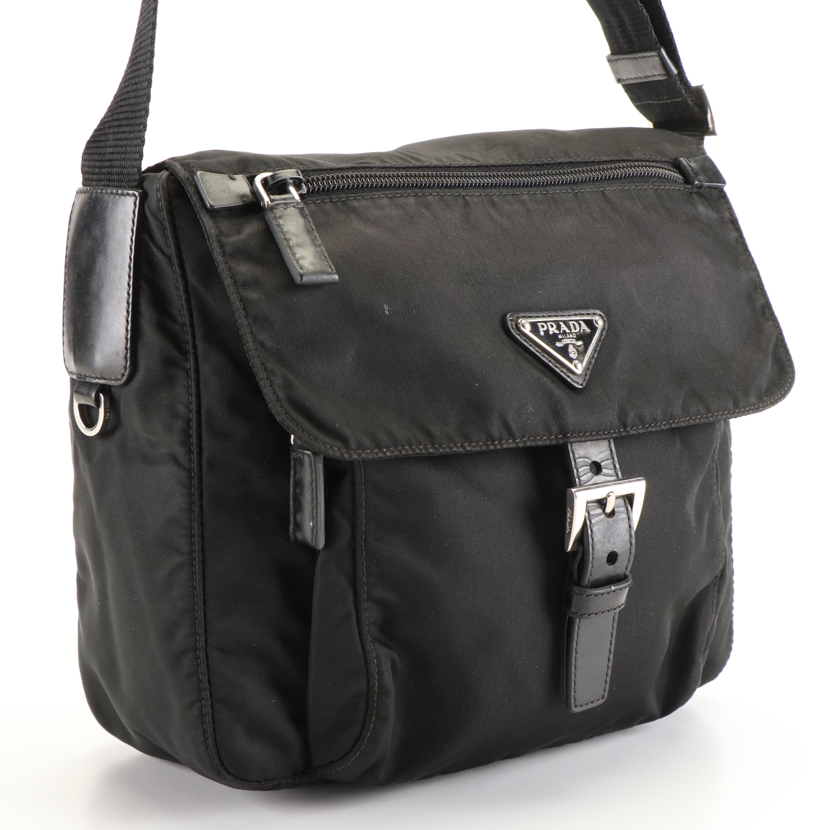 Prada Black Tessuto Nylon Messenger Bag