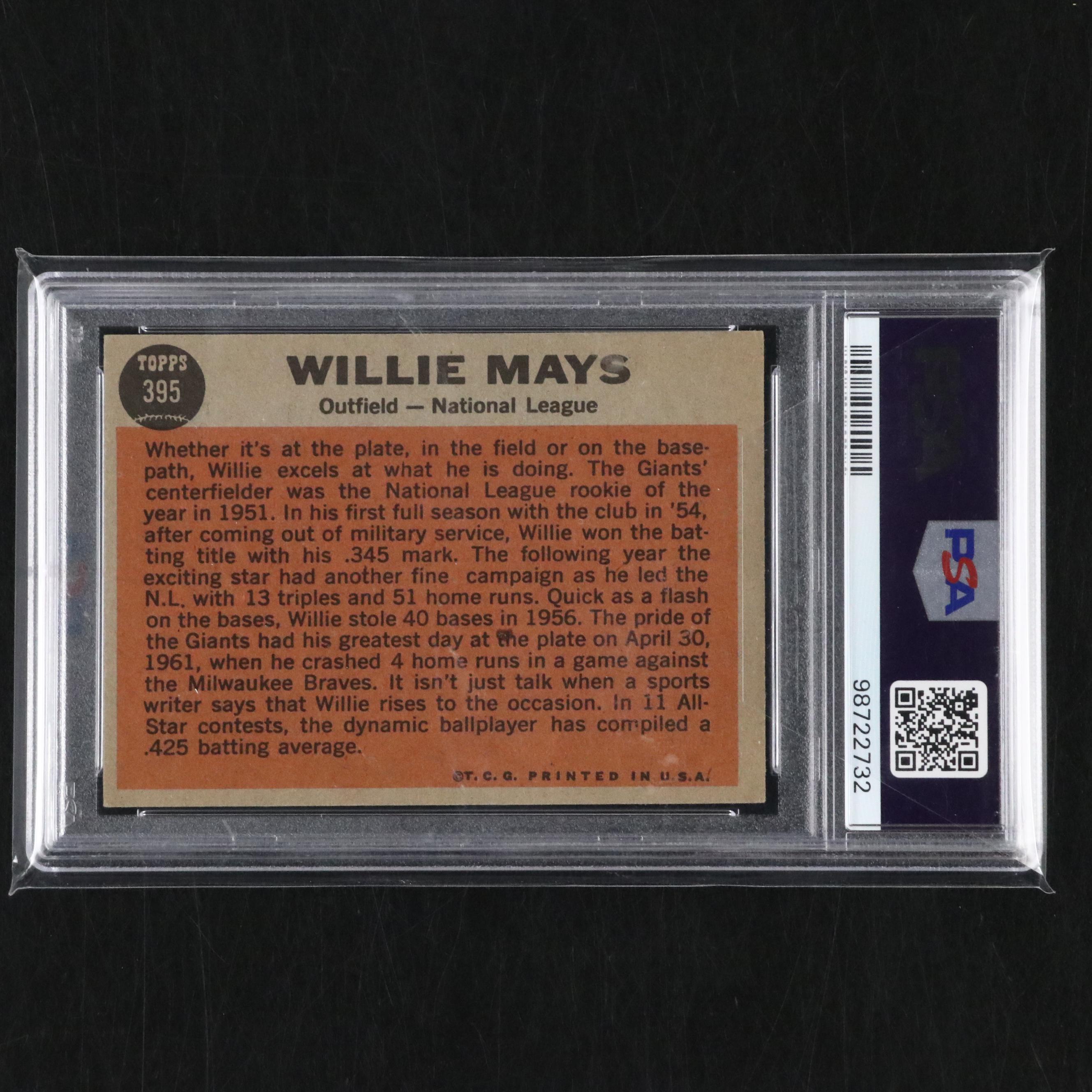 1962 Topps Joe Torre Rookie and PSA Graded Willie Mays All-Star Baseball Cards