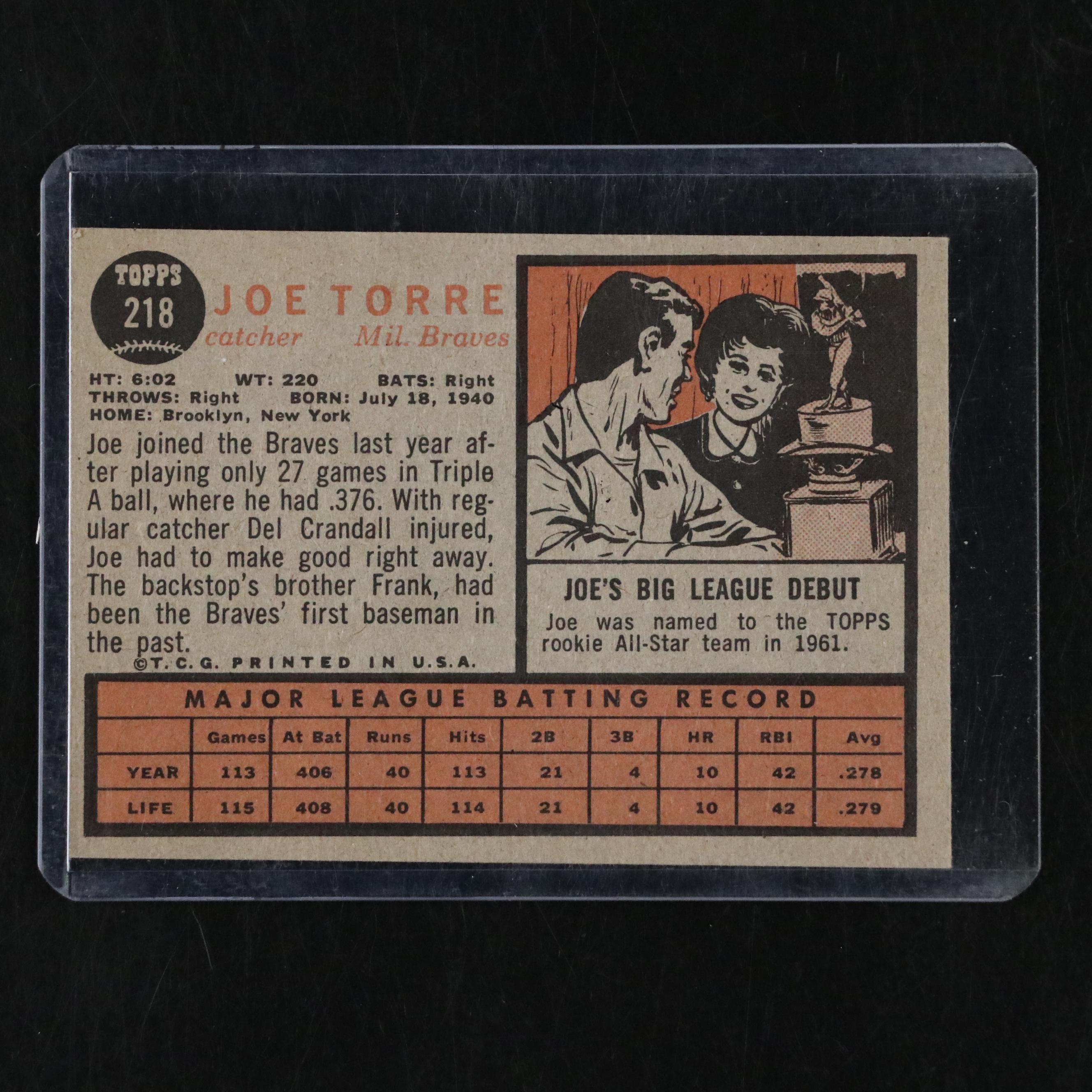 1962 Topps Joe Torre Rookie and PSA Graded Willie Mays All-Star Baseball Cards