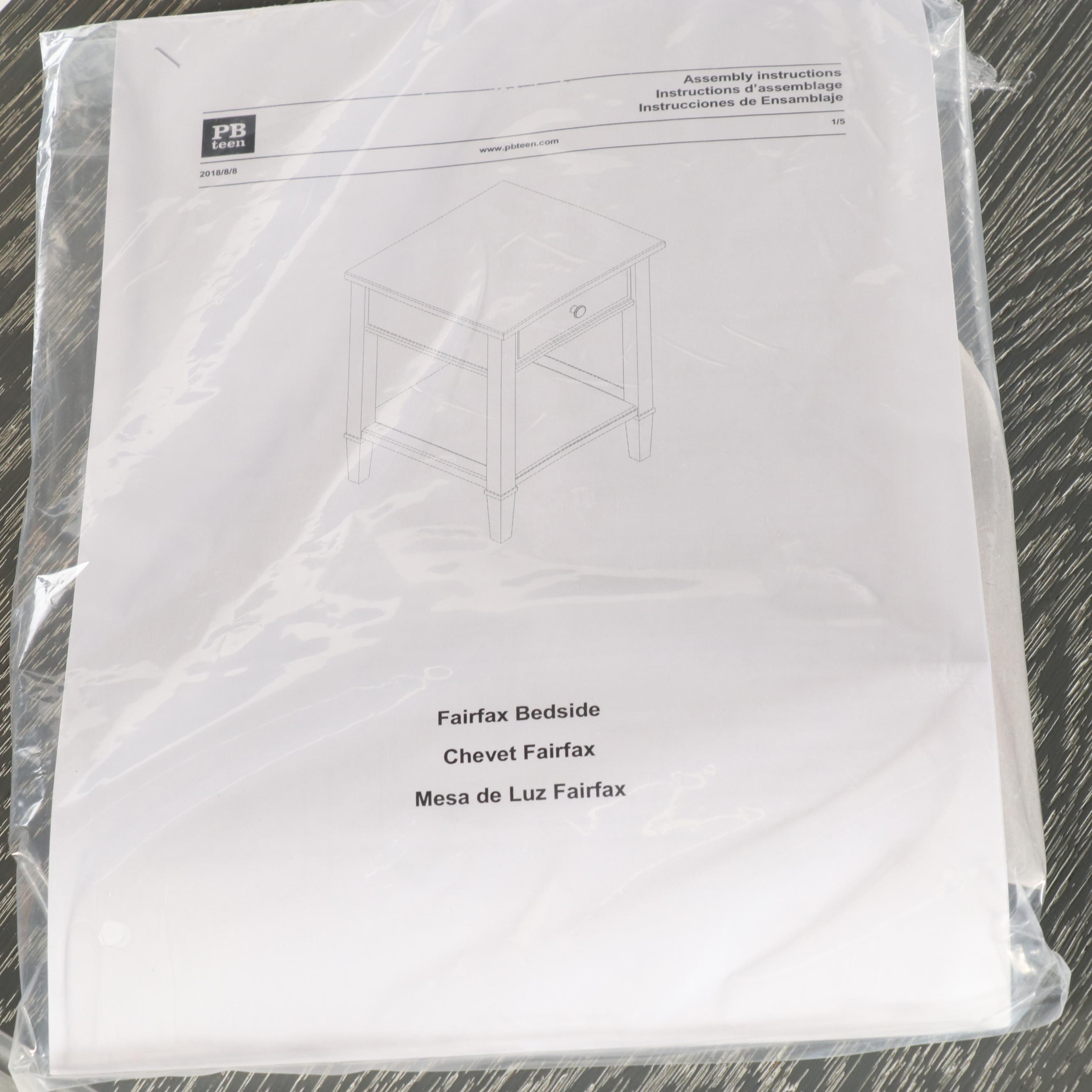 Pottery Barn Teen "Fairfax" Nightstand in Smoked Charcoal Finish