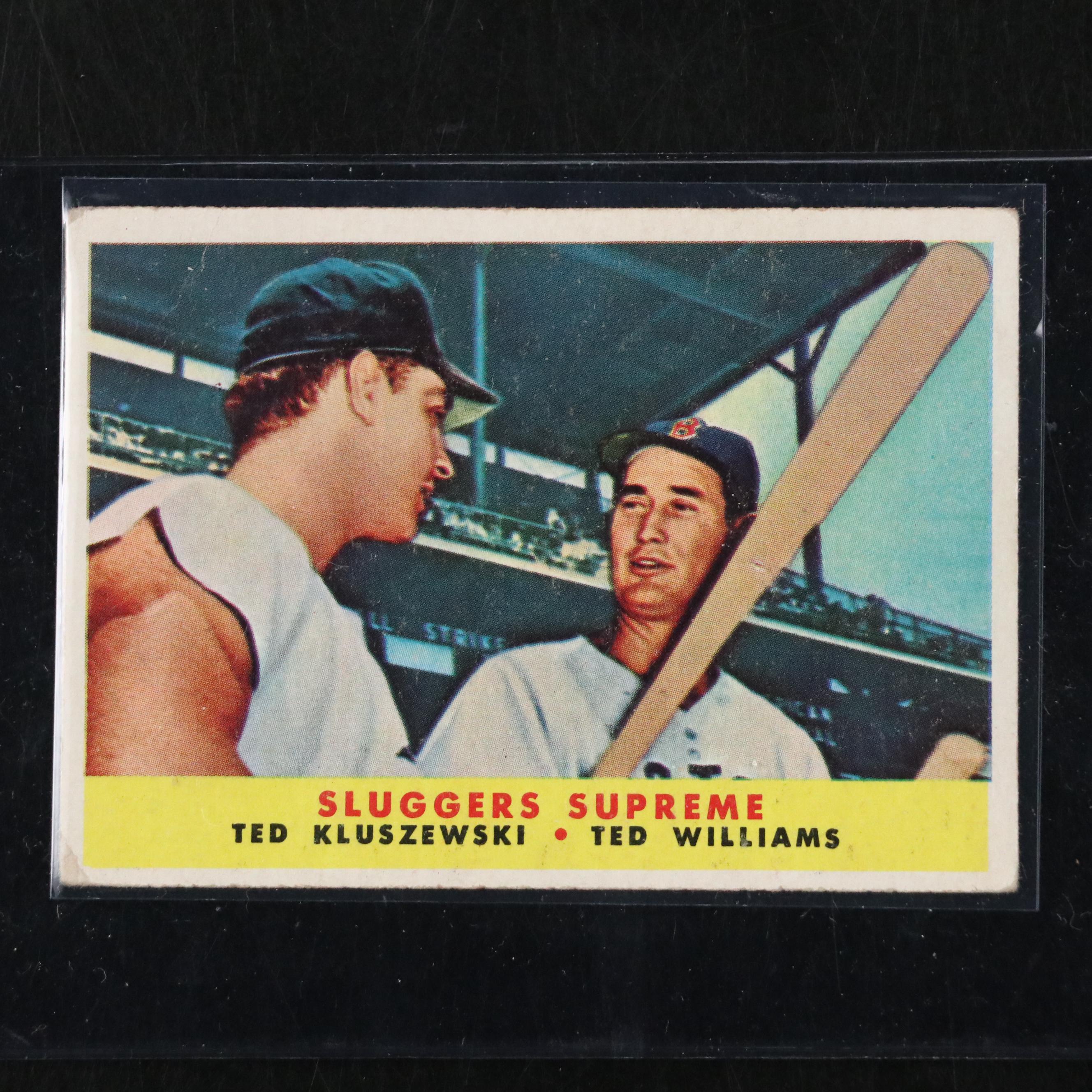 1957 and 1958 Topps Ted Williams, Yogi Berra, and Ted Kluszewski Baseball Cards