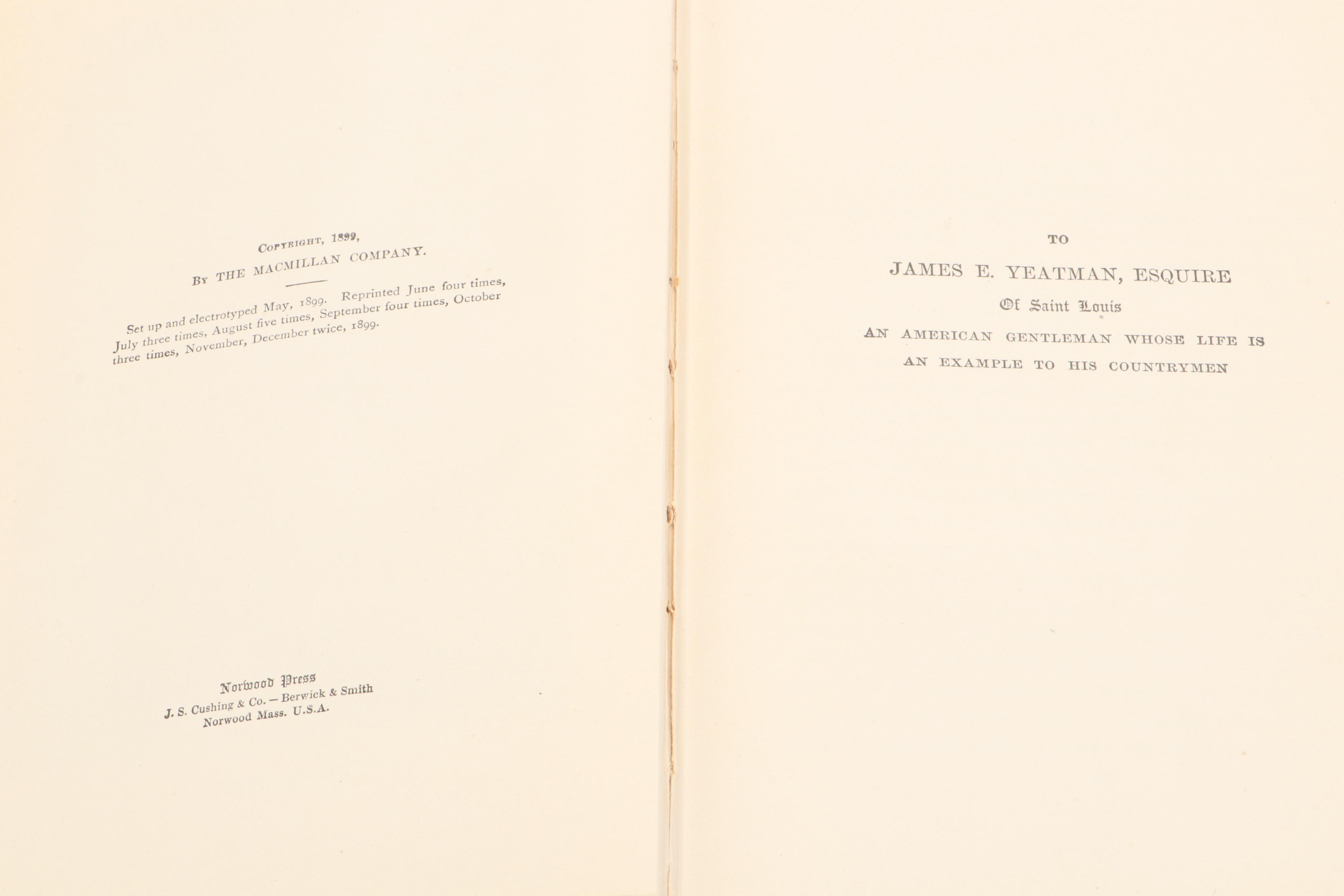 First Edition, Later Printing "Richard Carvel" by Winston Churchill, 1899