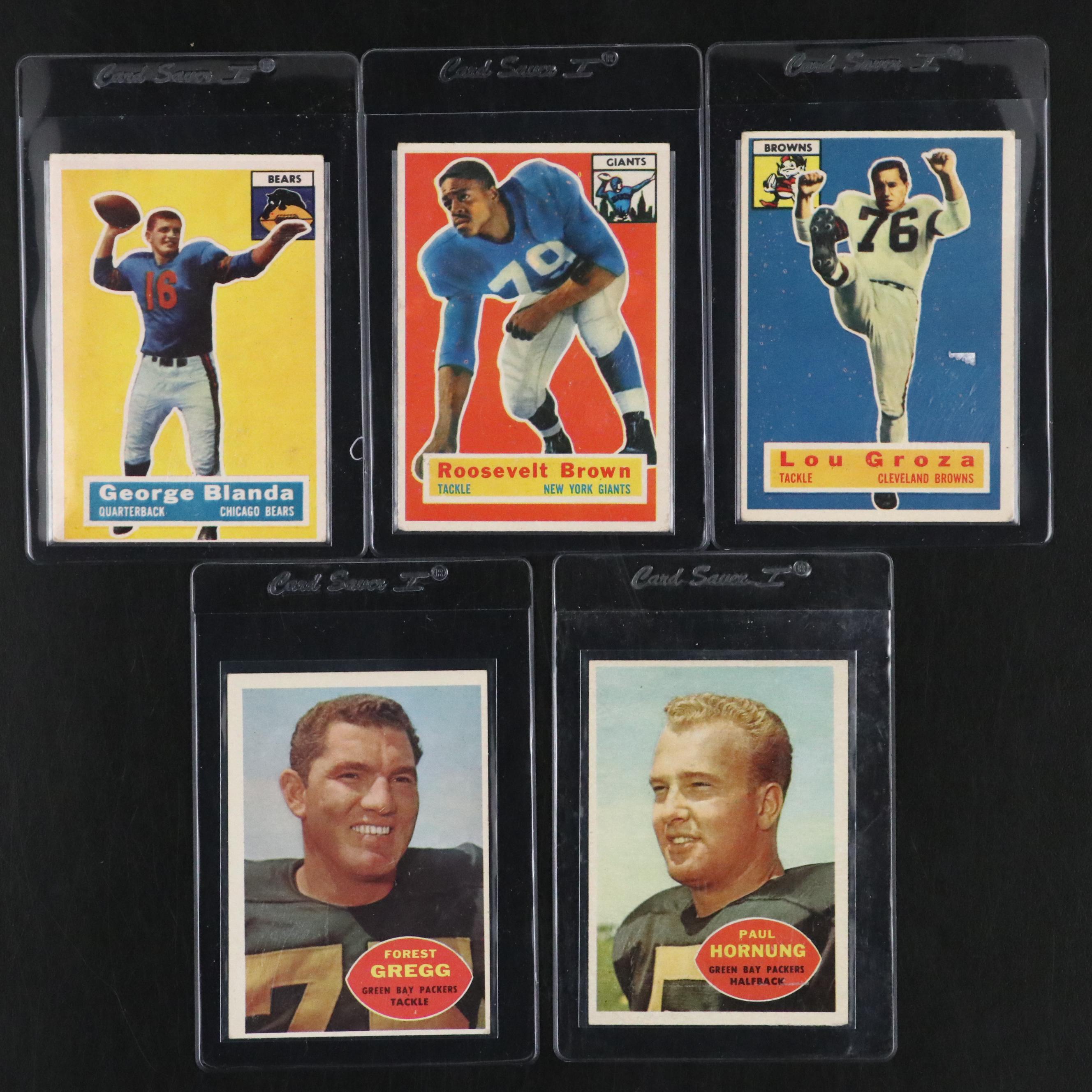 Topps Football Cards Featuring Lou Groza, George Blanda, and More, 1956-1960
