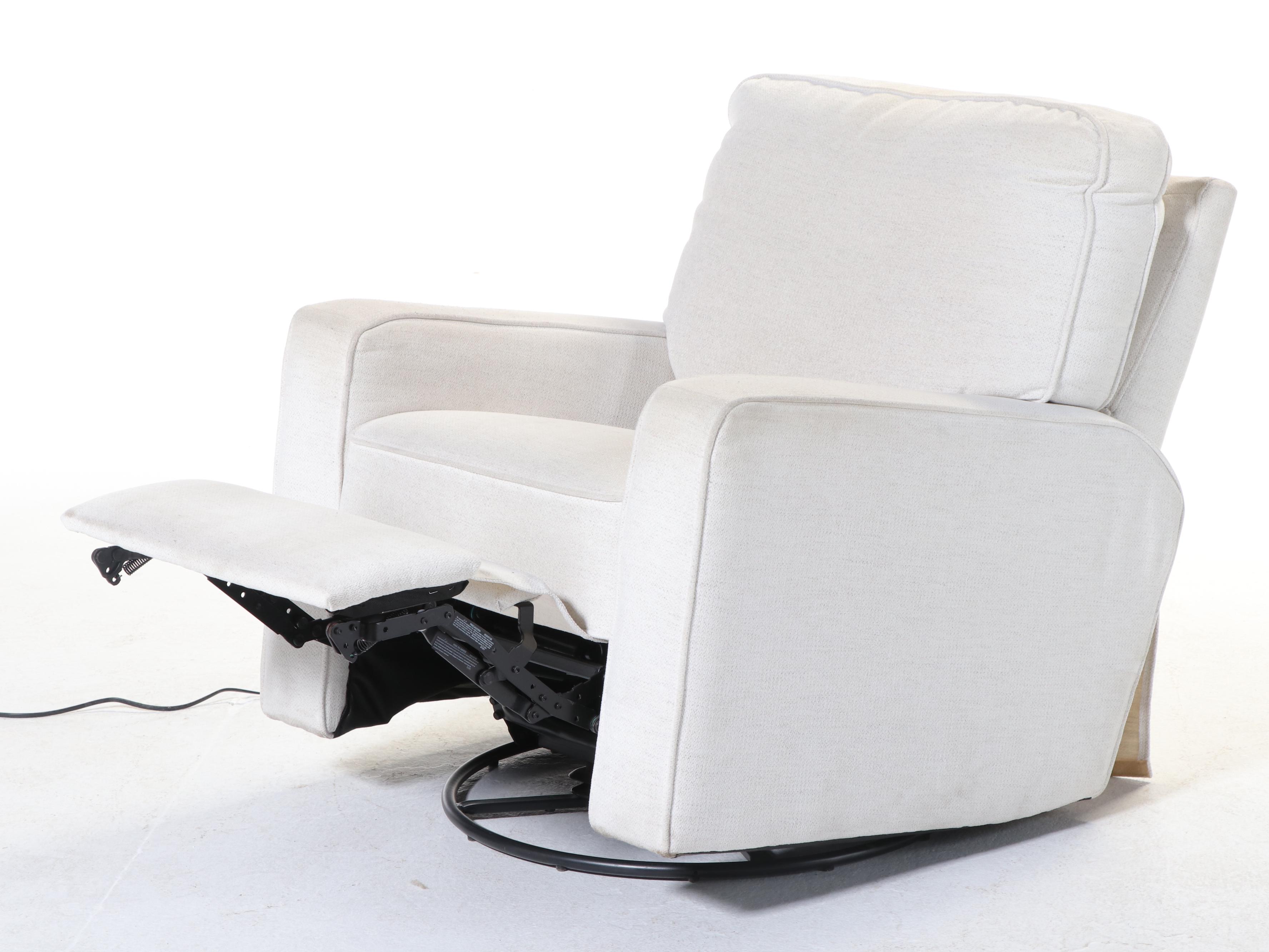 Pottery Barn "Comfort" Upholstered Swivel-Gliding Power-Recliner