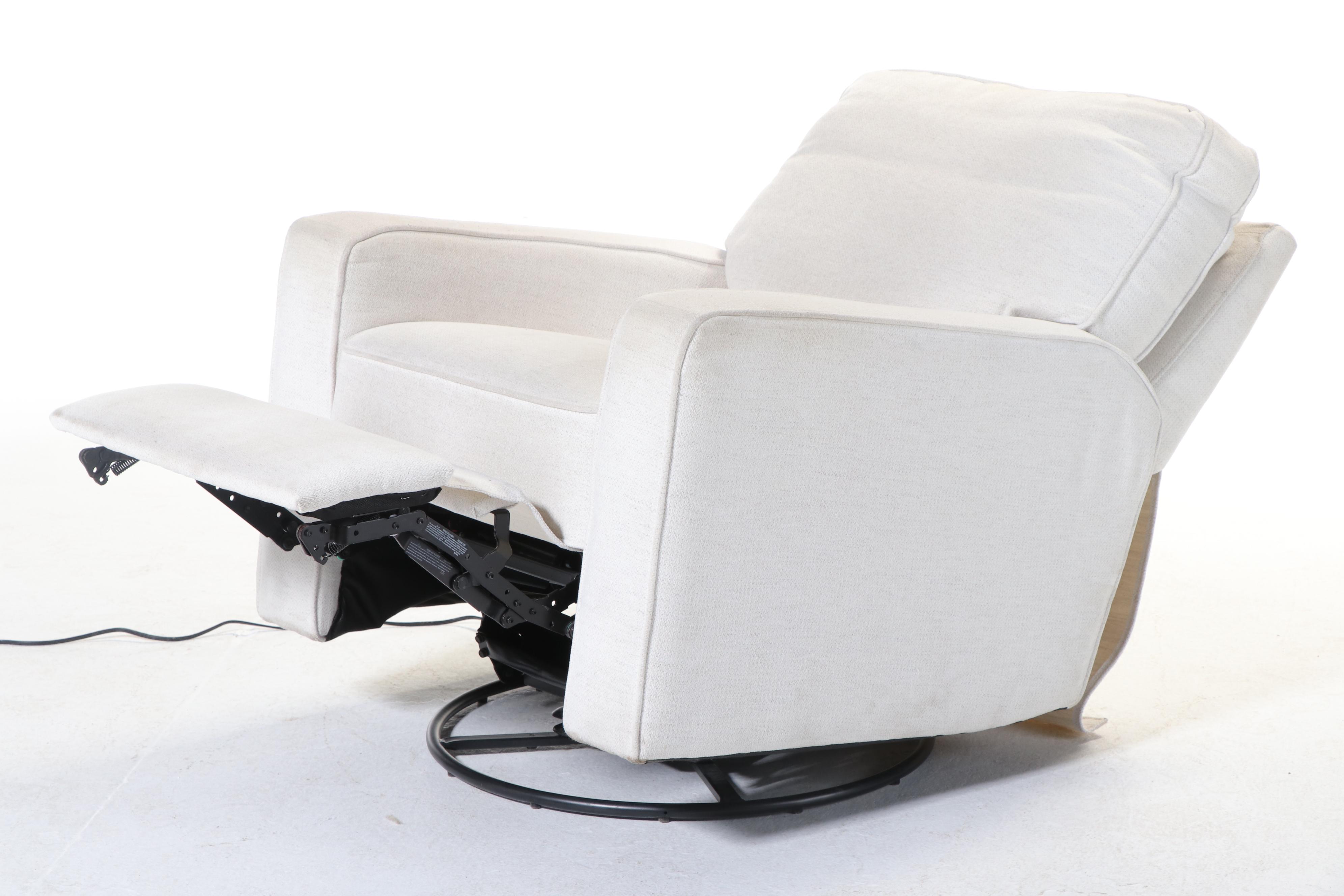 Pottery Barn "Comfort" Upholstered Swivel-Gliding Power-Recliner