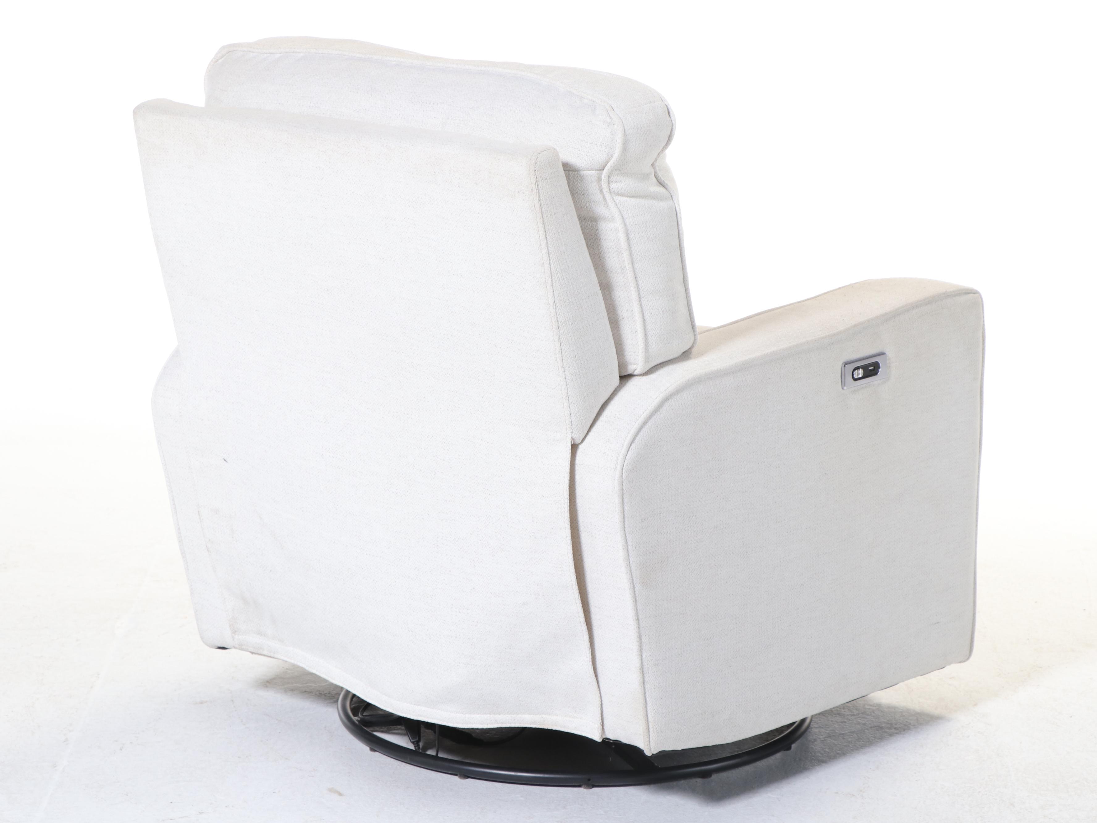 Pottery Barn "Comfort" Upholstered Swivel-Gliding Power-Recliner