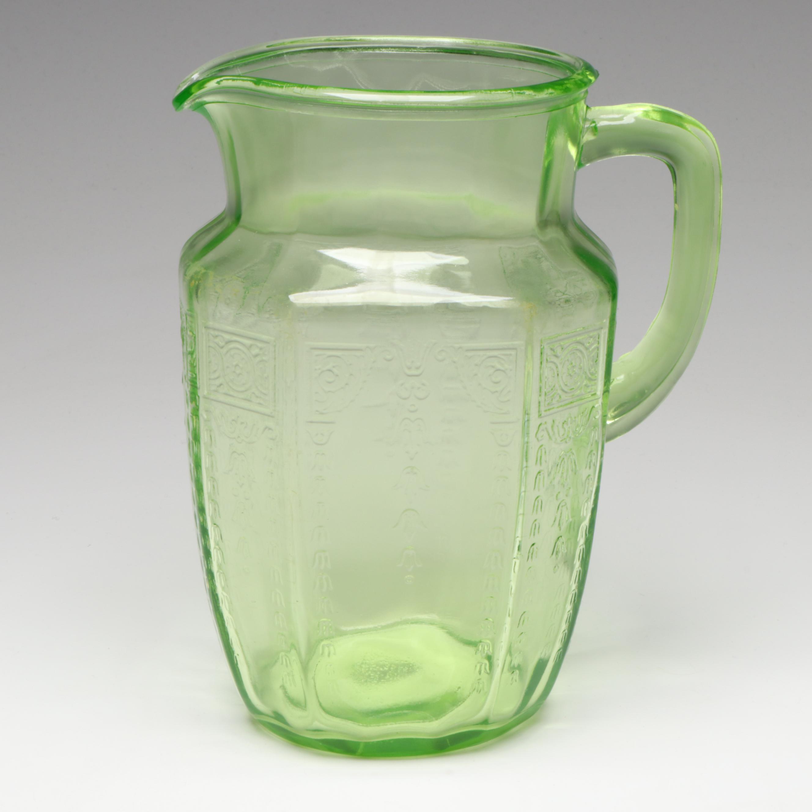 Anchor Hocking "Princess Green" Uranium Glass Tumblers, Pitchers, and Bowls