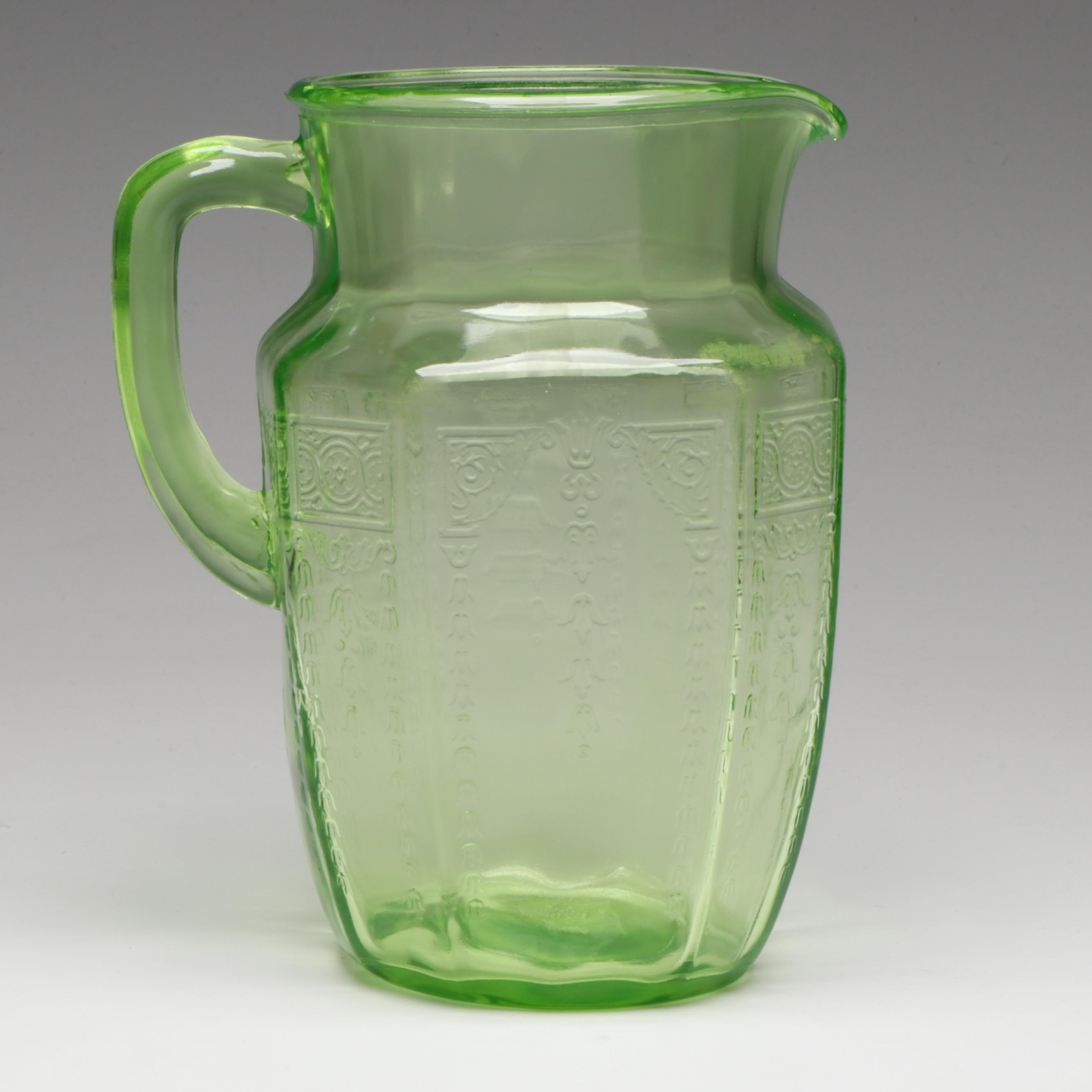 Anchor Hocking "Princess Green" Uranium Glass Tumblers, Pitchers, and Bowls