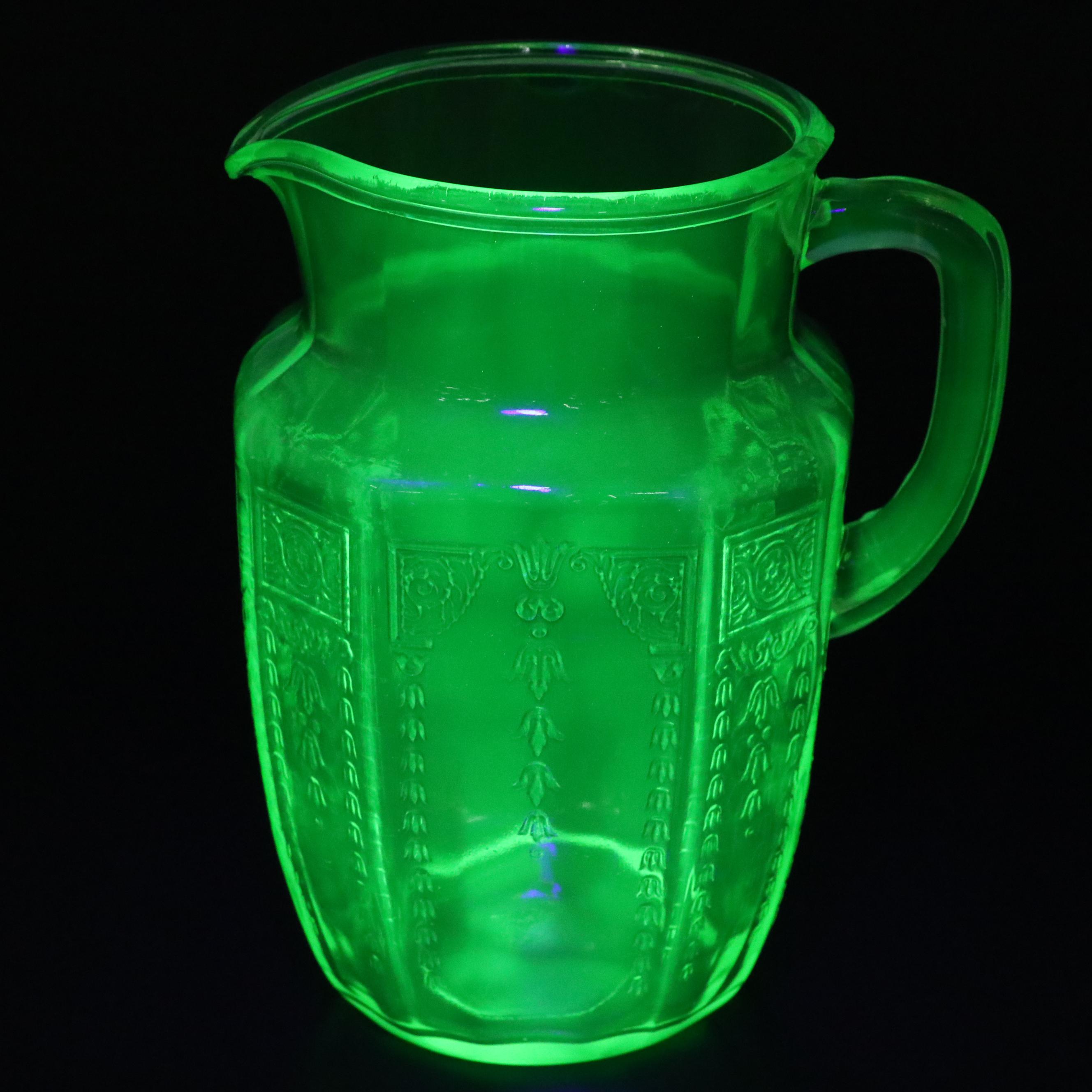 Anchor Hocking "Princess Green" Uranium Glass Tumblers, Pitchers, and Bowls