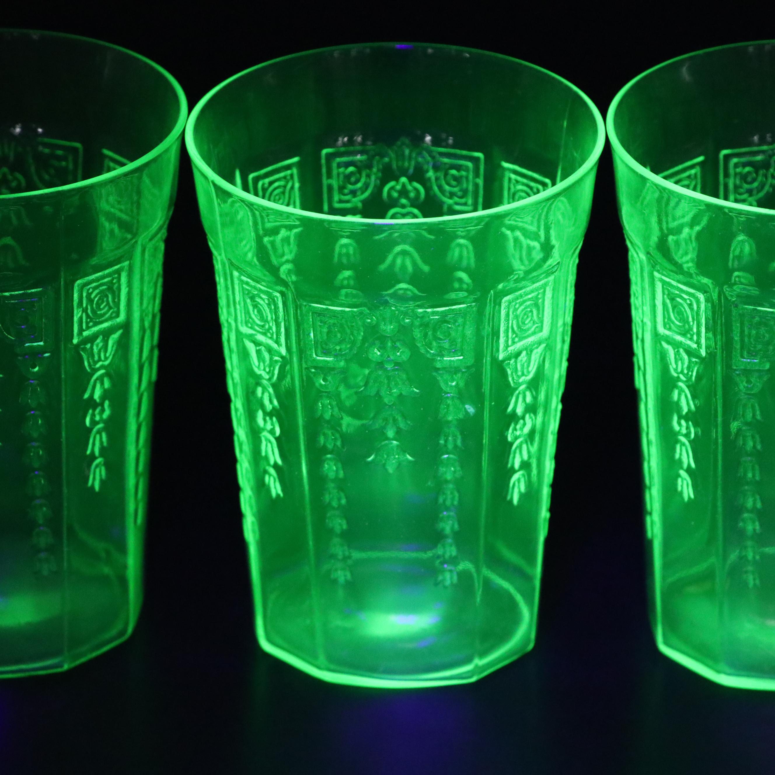 Anchor Hocking "Princess Green" Uranium Glass Tumblers, Pitchers, and Bowls