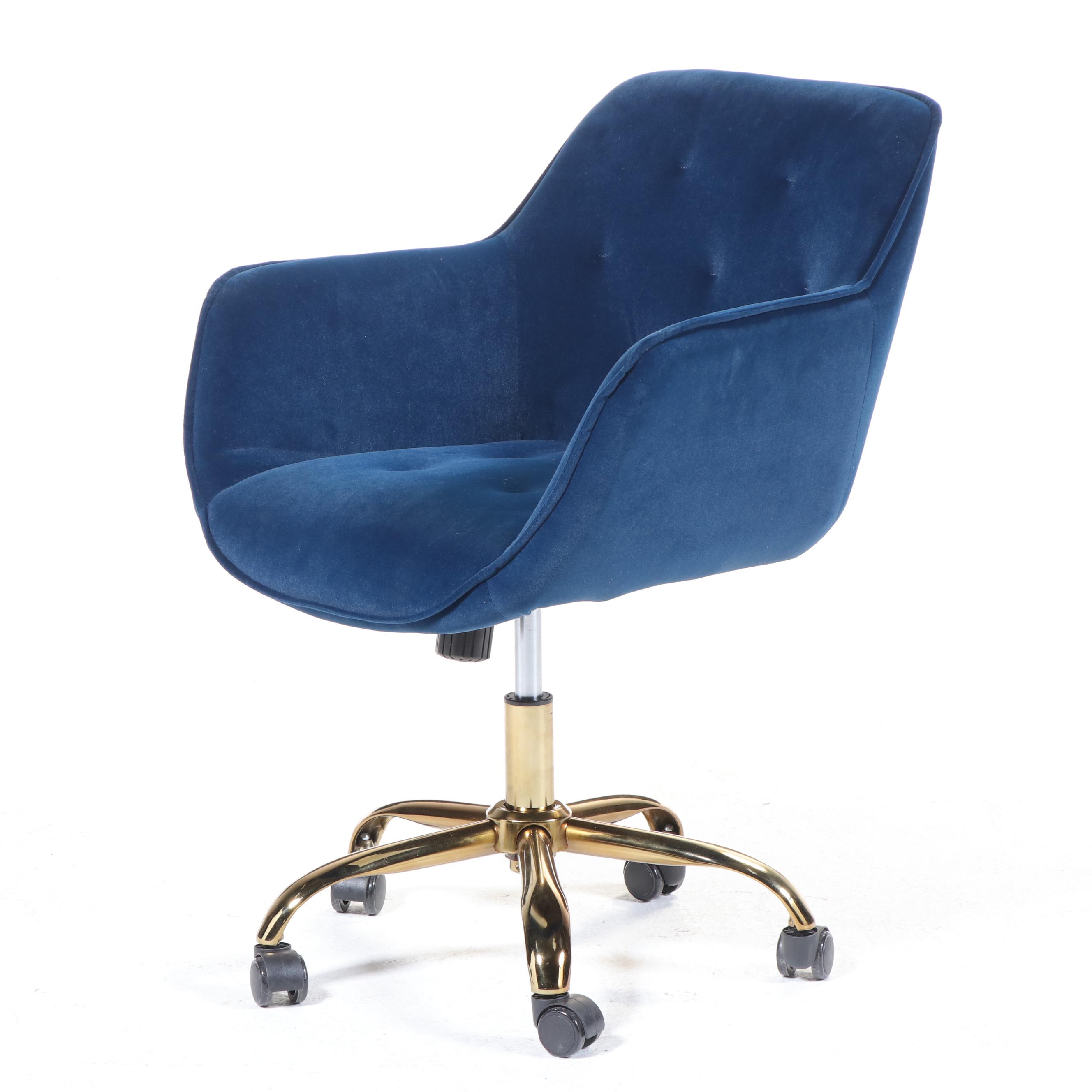 Hulala Home Brass-Patinated Metal Adjustable-Height Swivel-Tilt Desk Chair