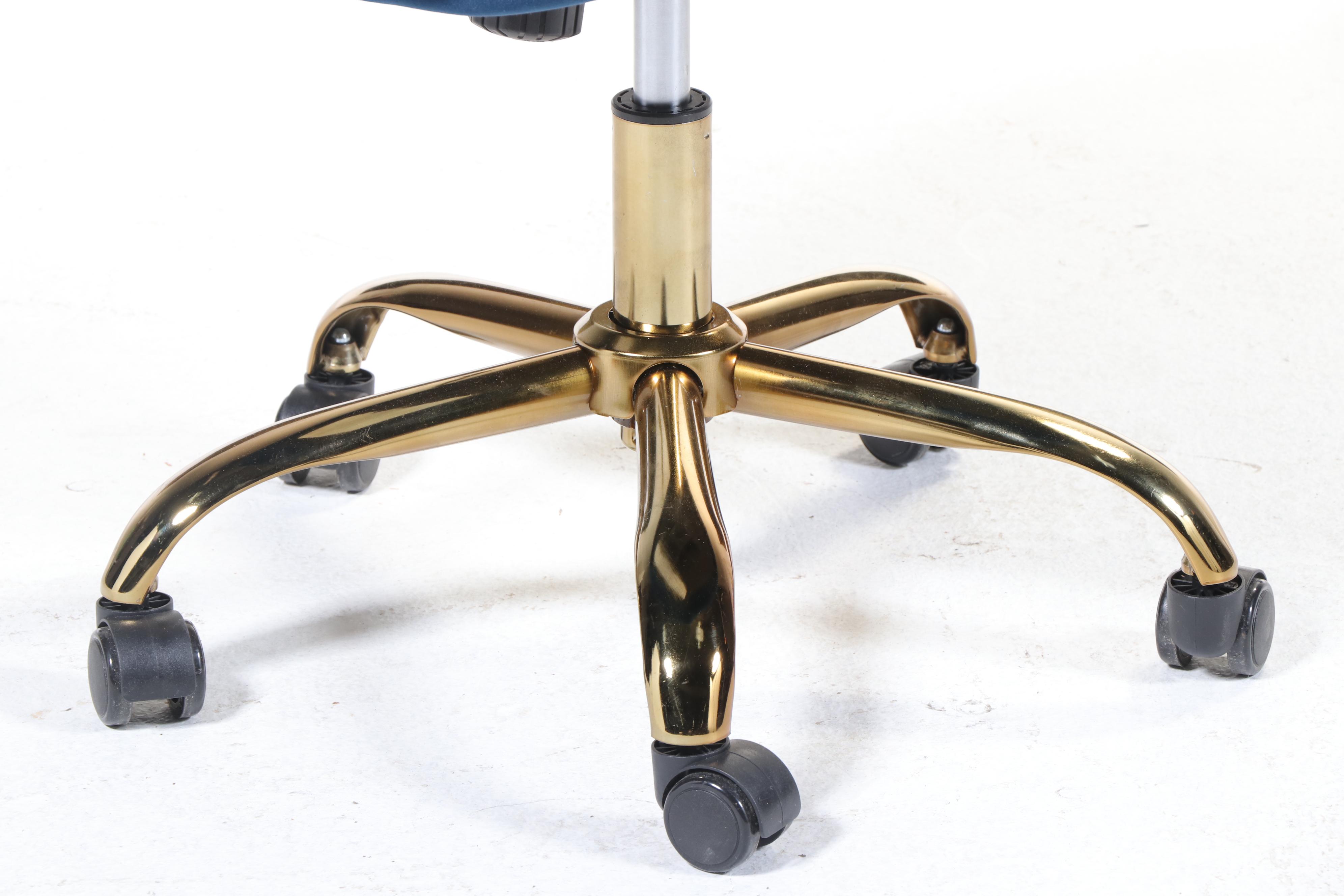 Hulala Home Brass-Patinated Metal Adjustable-Height Swivel-Tilt Desk Chair