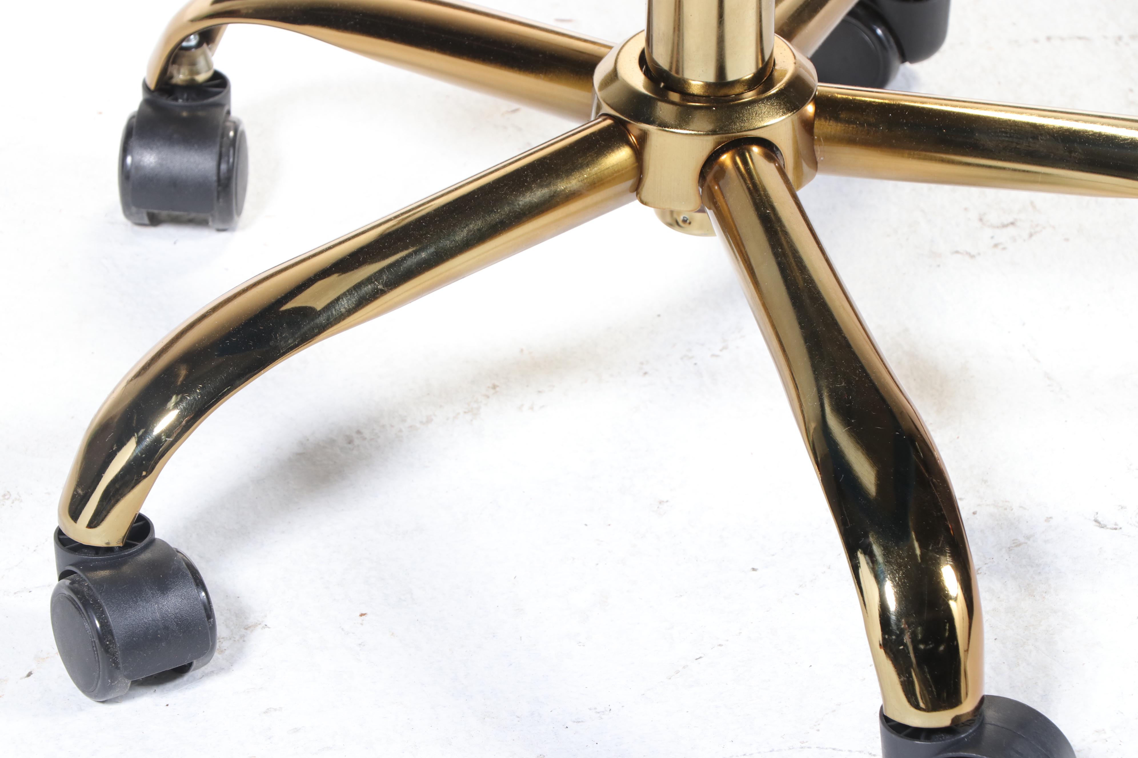 Hulala Home Brass-Patinated Metal Adjustable-Height Swivel-Tilt Desk Chair