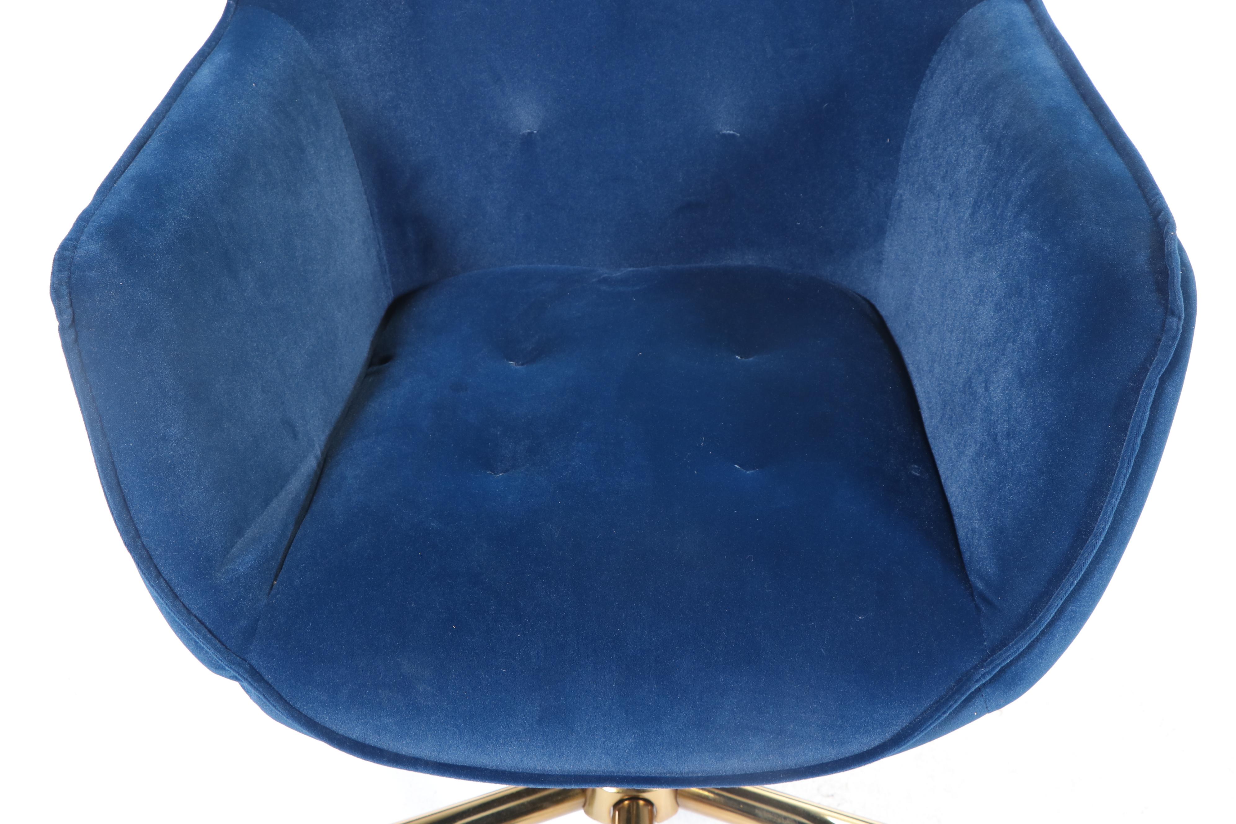 Hulala Home Brass-Patinated Metal Adjustable-Height Swivel-Tilt Desk Chair