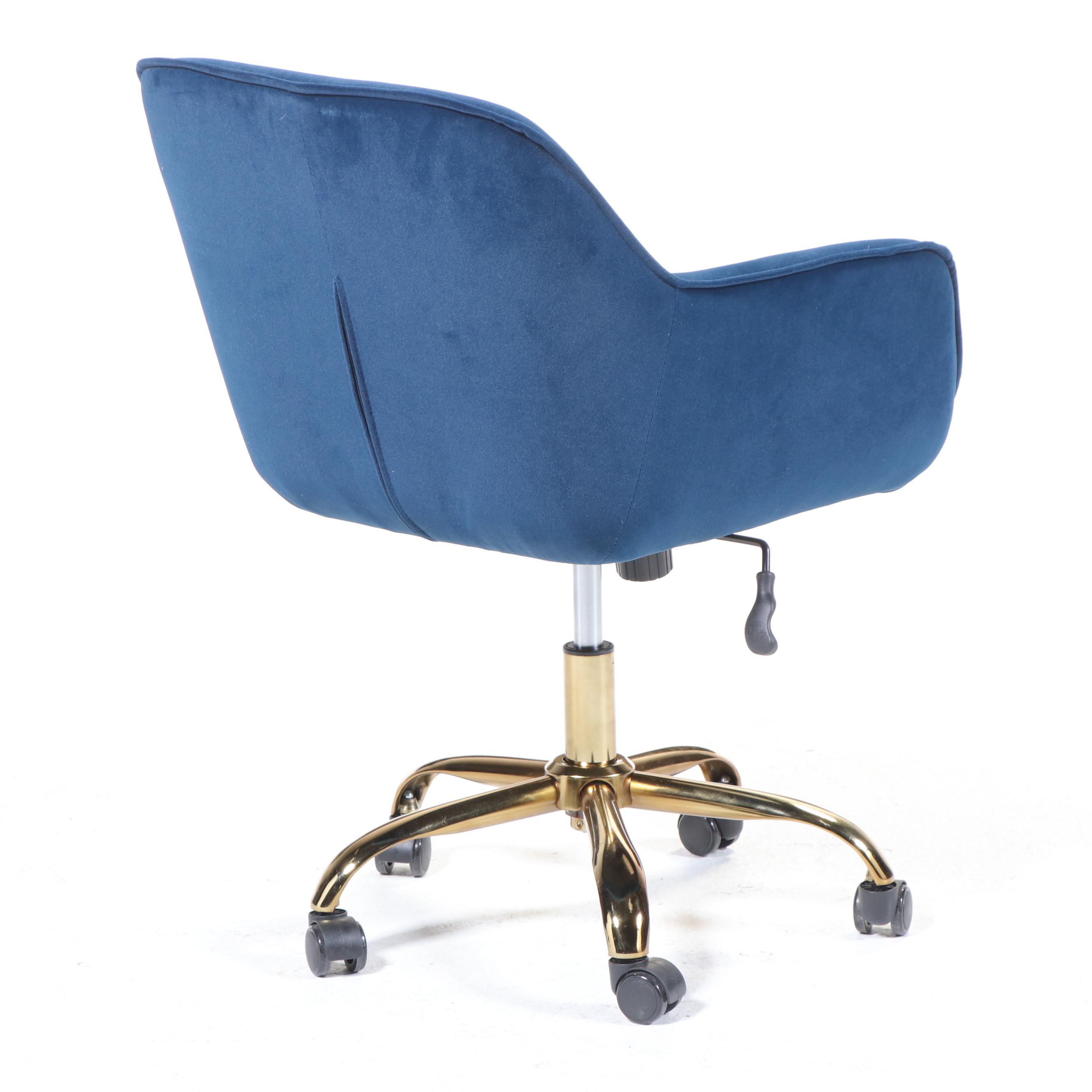 Hulala Home Brass-Patinated Metal Adjustable-Height Swivel-Tilt Desk Chair