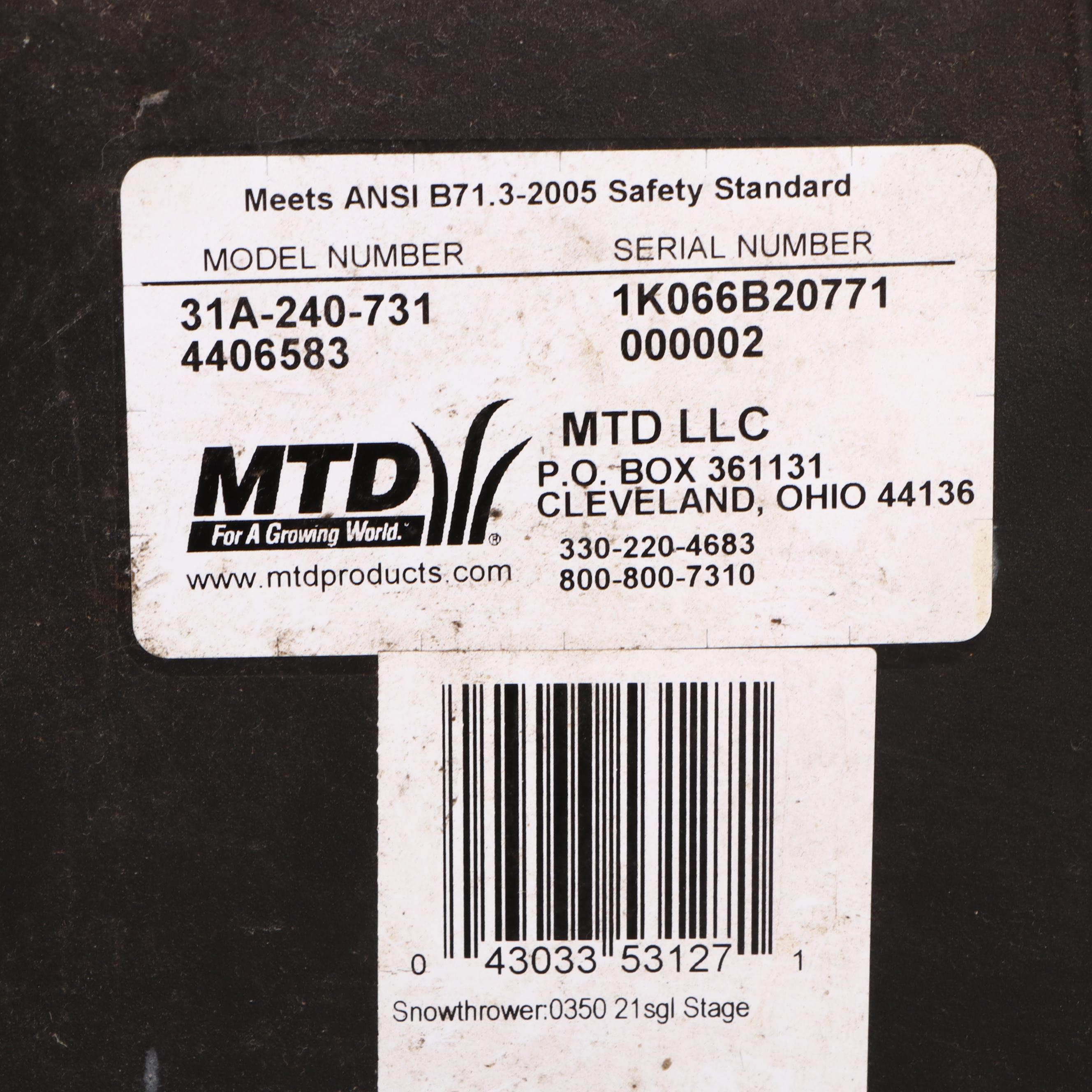 Huskee 21" Width Gas-Powered Snow Blower