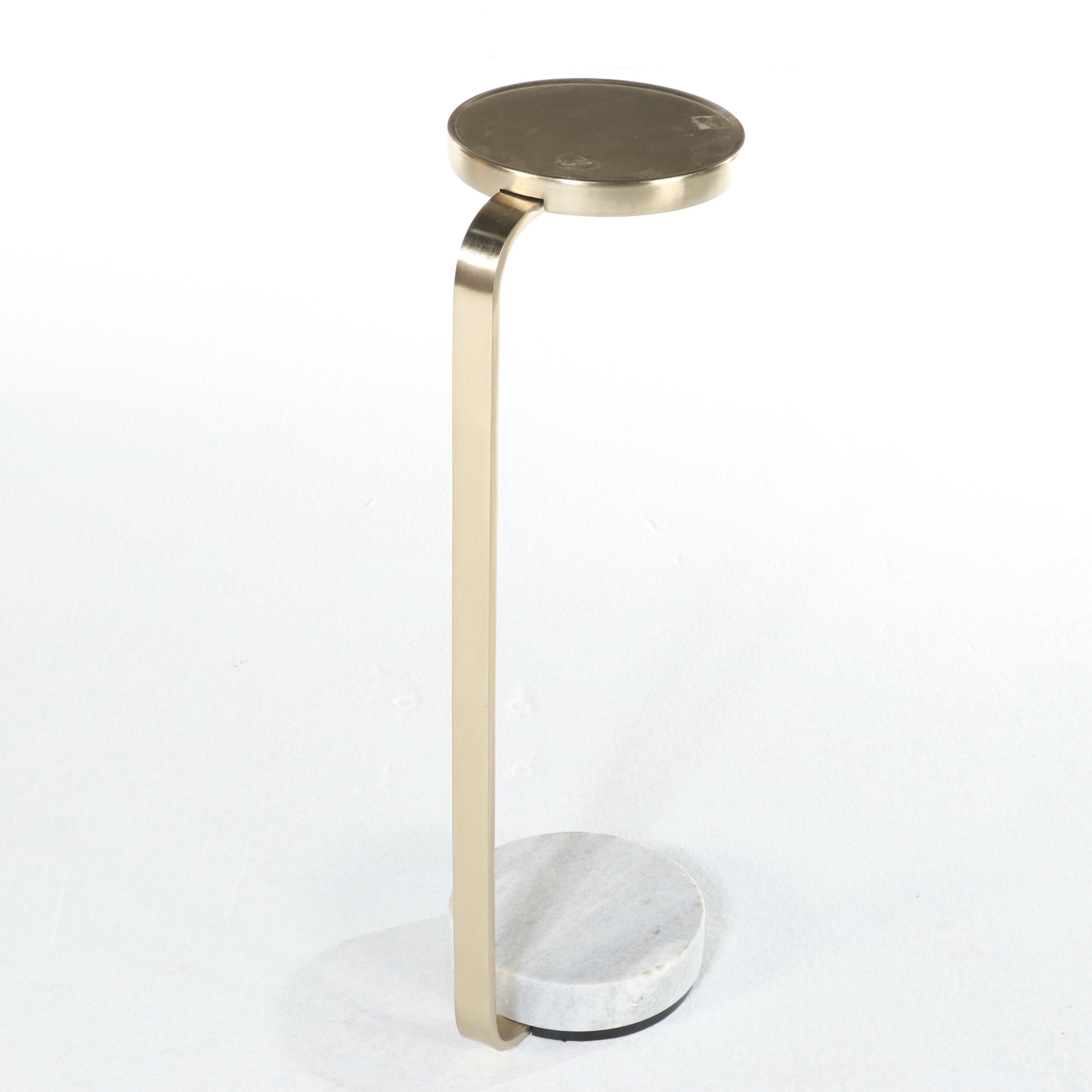 West Elm "Murray" Brass-Patinated Metal and Marble Drink Table