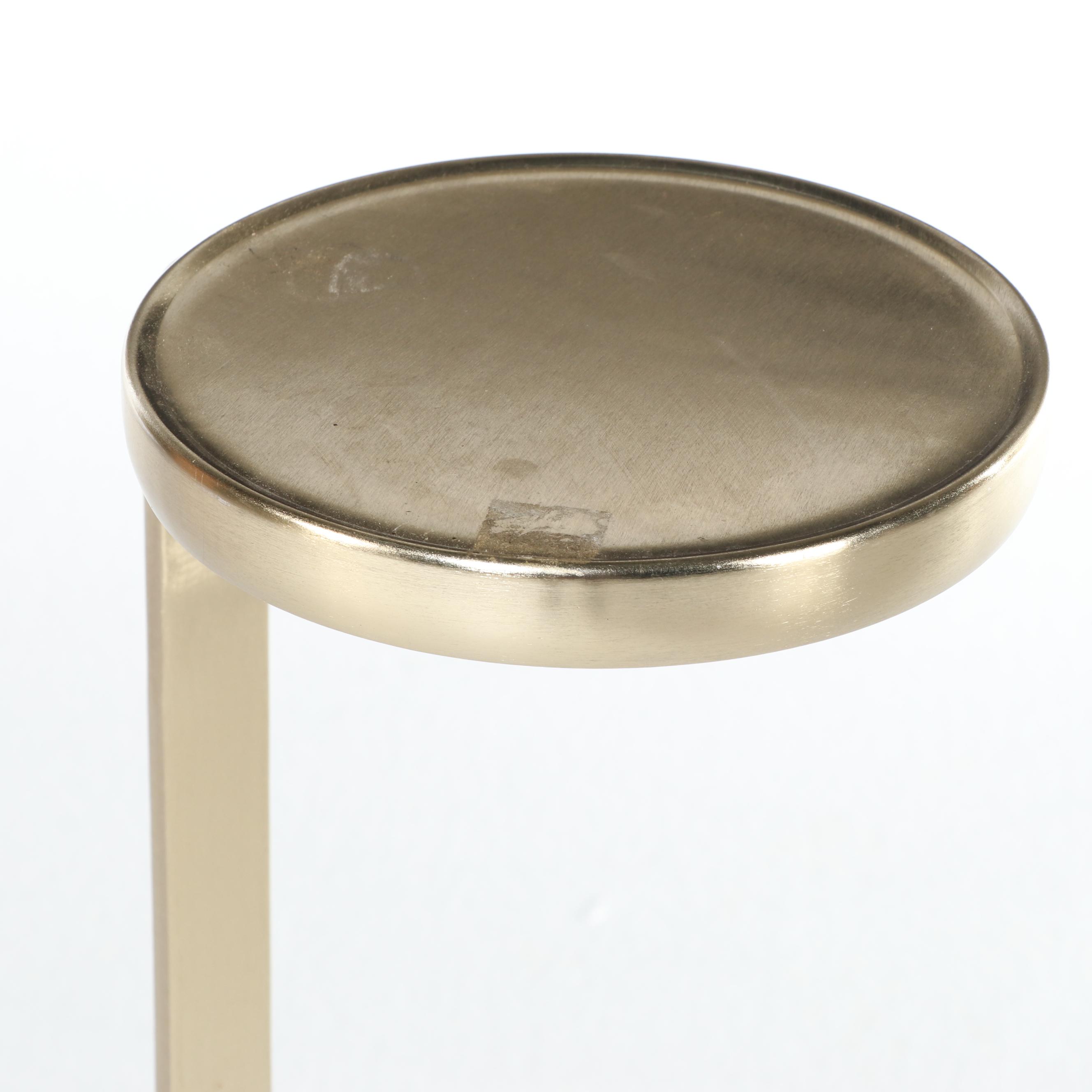 West Elm "Murray" Brass-Patinated Metal and Marble Drink Table