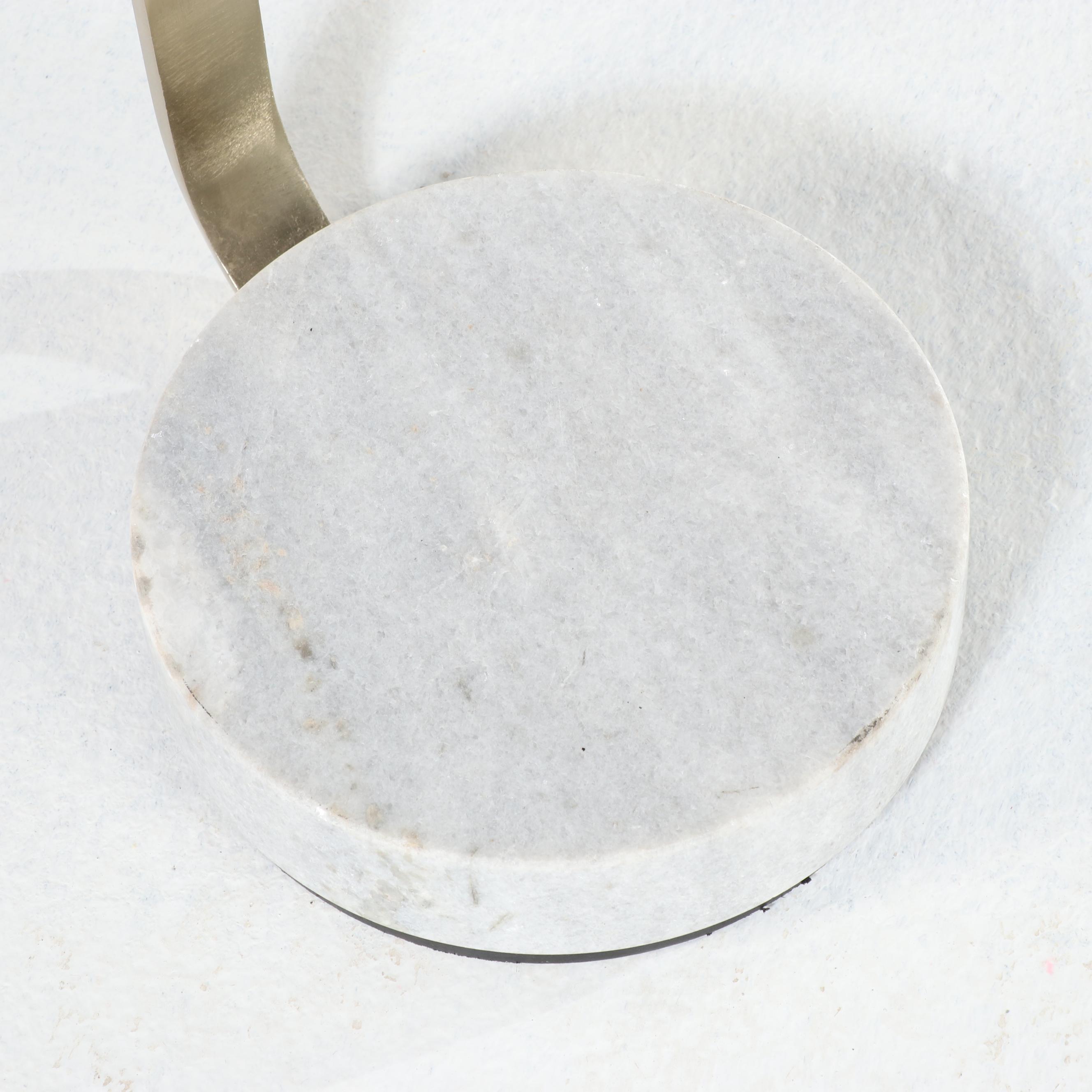 West Elm "Murray" Brass-Patinated Metal and Marble Drink Table