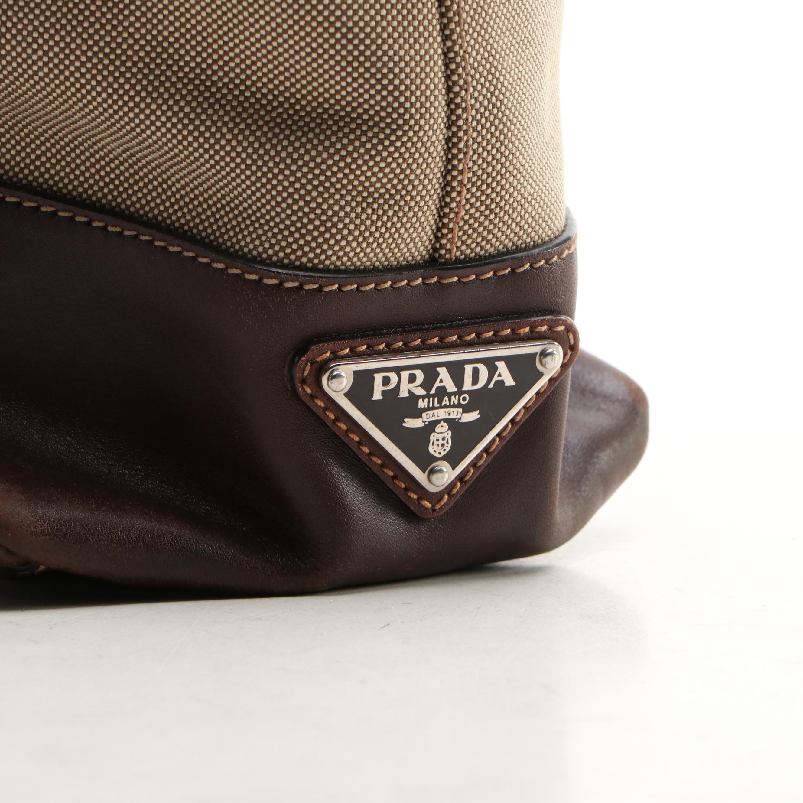 Prada Canapa Logo Tote Bag in Canvas and Leather