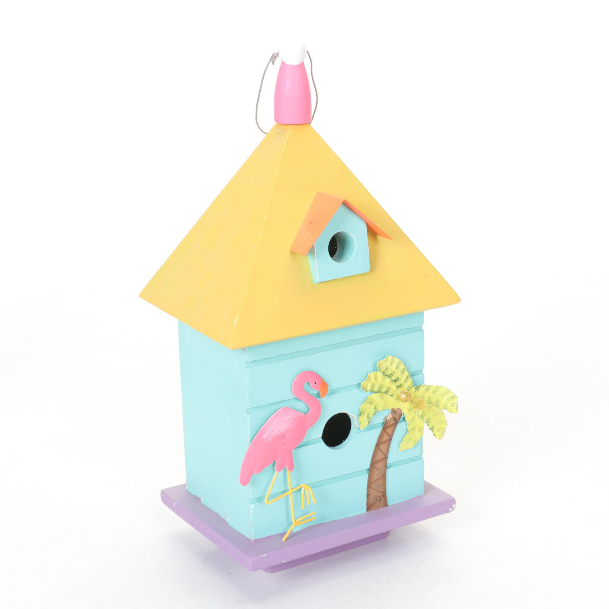 Flamingo Themed Birdhouse, Candles & Other Decor