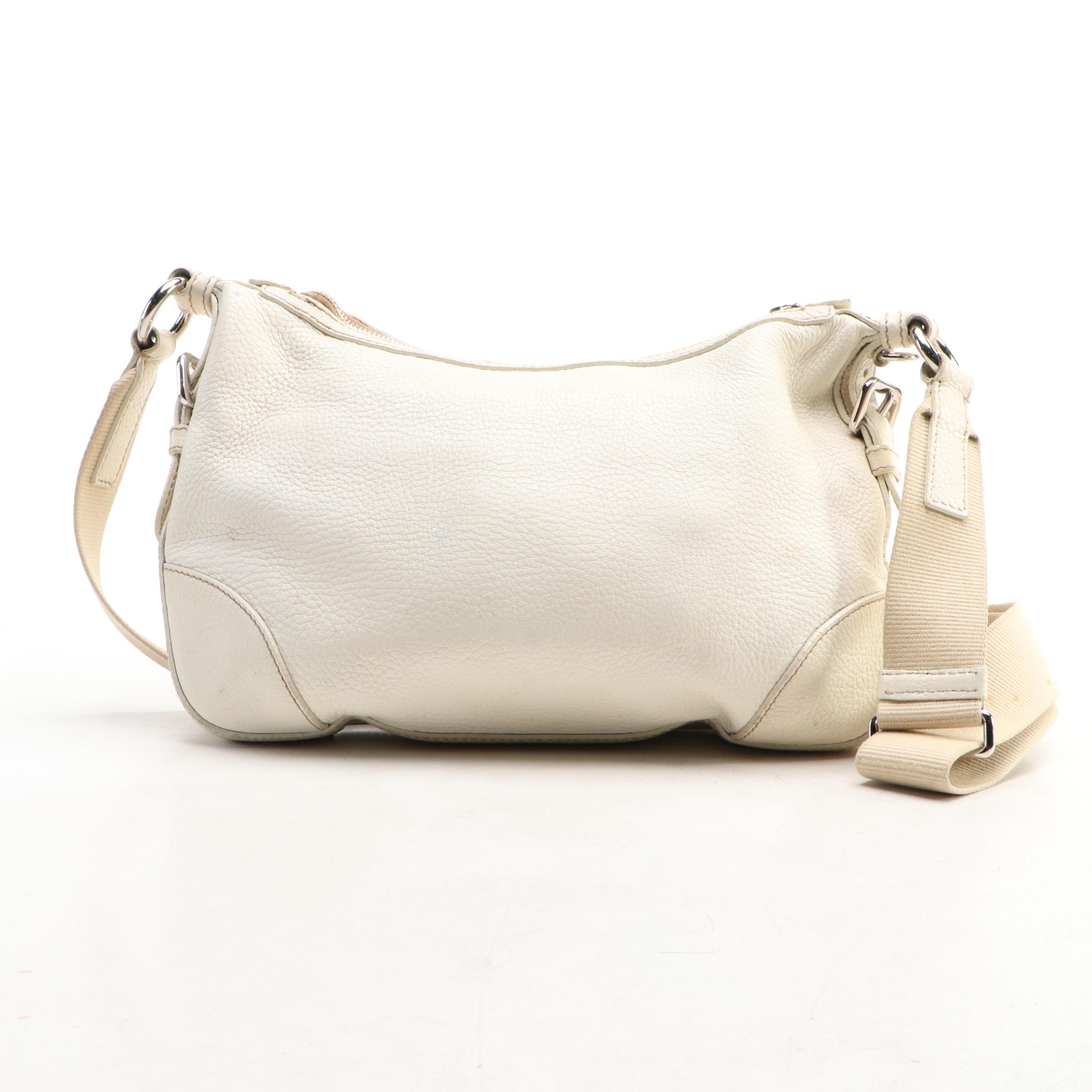 Prada White Leather Shoulder Bag