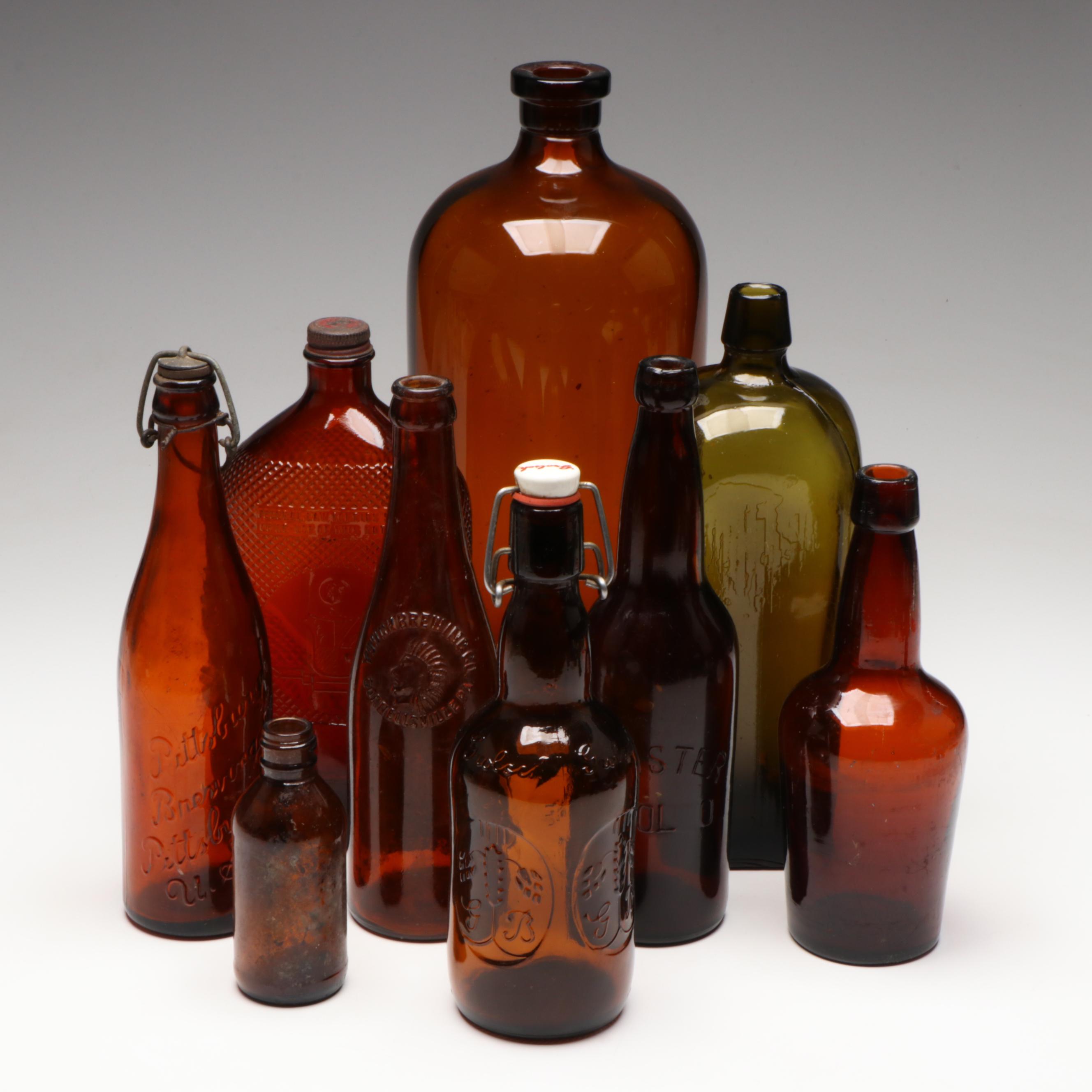 Continental Distilling Amber Glass Whiskey Bottle with More Bottles