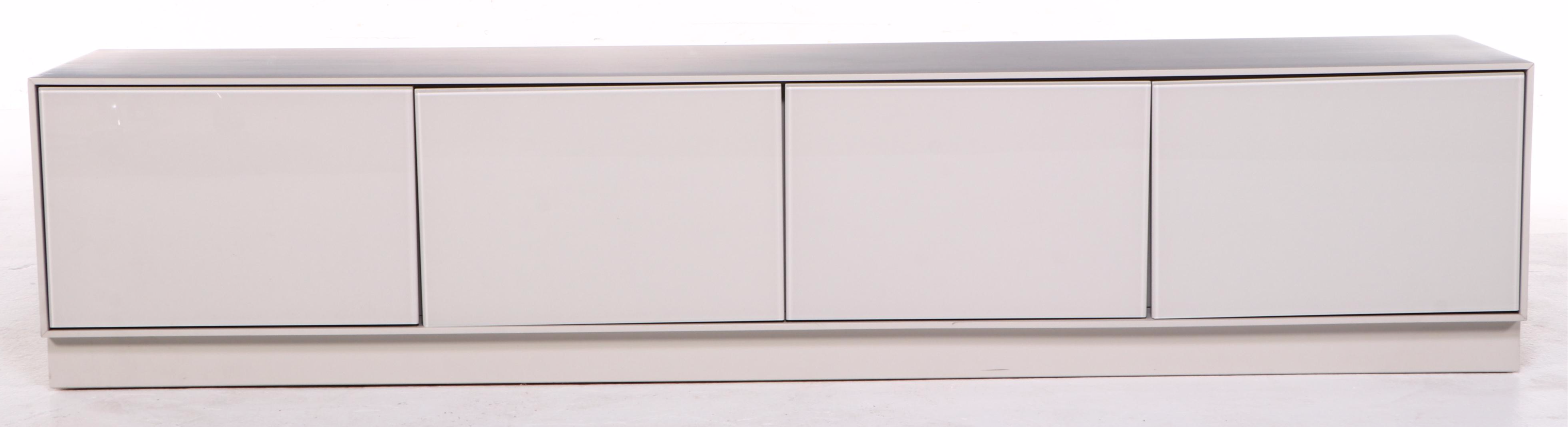 West Elm "Emilia" Media Console with Glass Facade in Haze Lacquer Finish