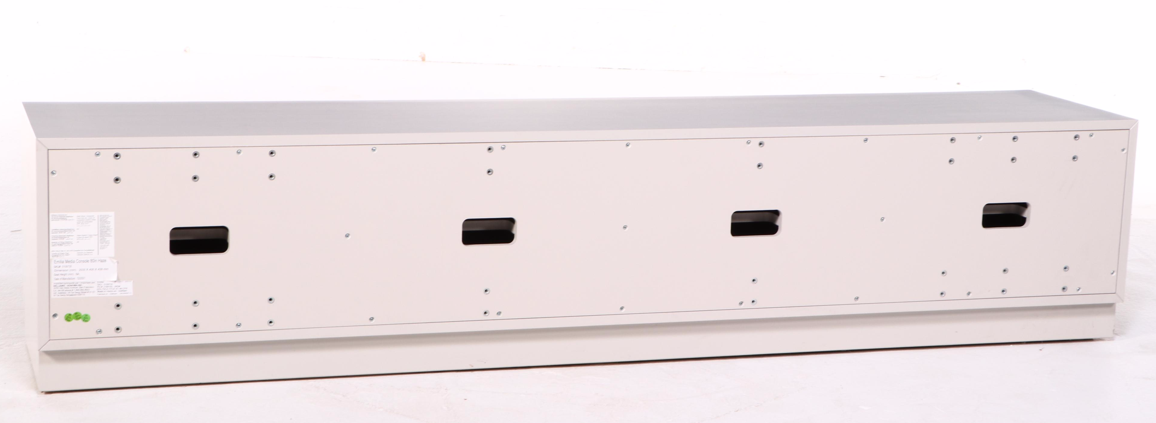 West Elm "Emilia" Media Console with Glass Facade in Haze Lacquer Finish