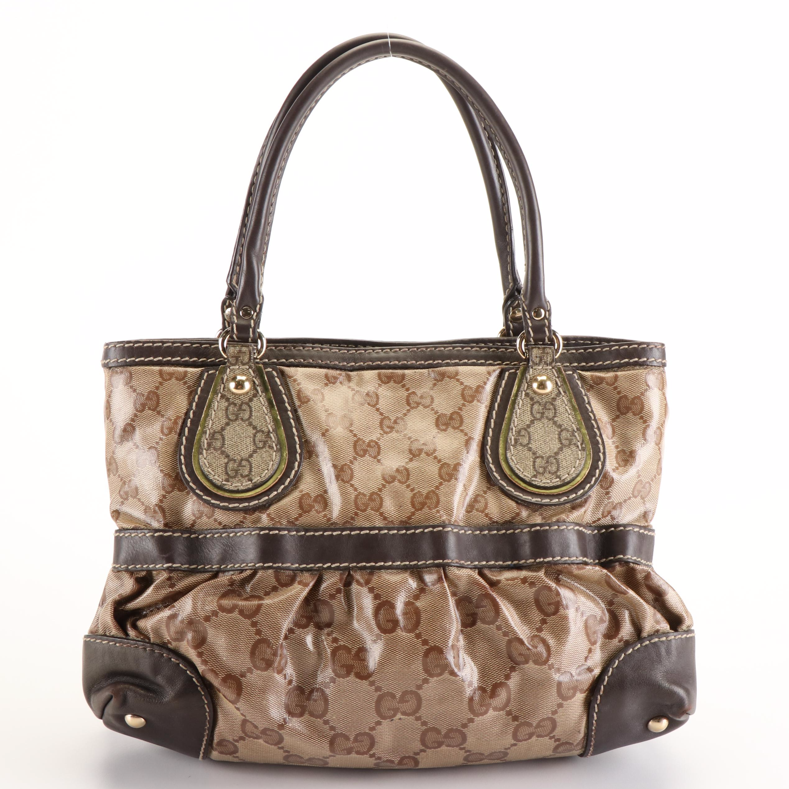 Gucci Crystal Mix and Leather GG Supreme Tote Bag