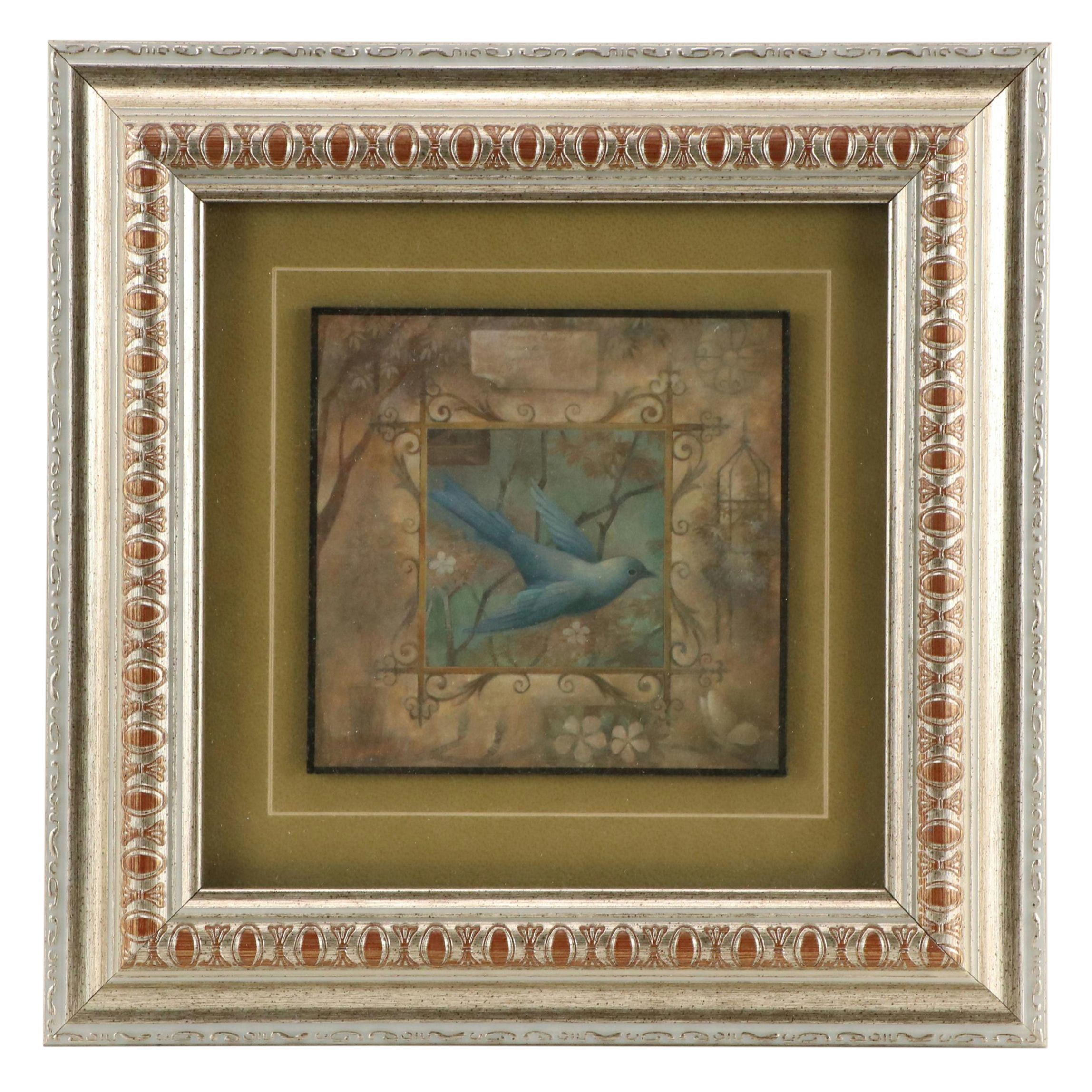 Kirkland's Offset Lithograph of Blue Songbird, 21st Century