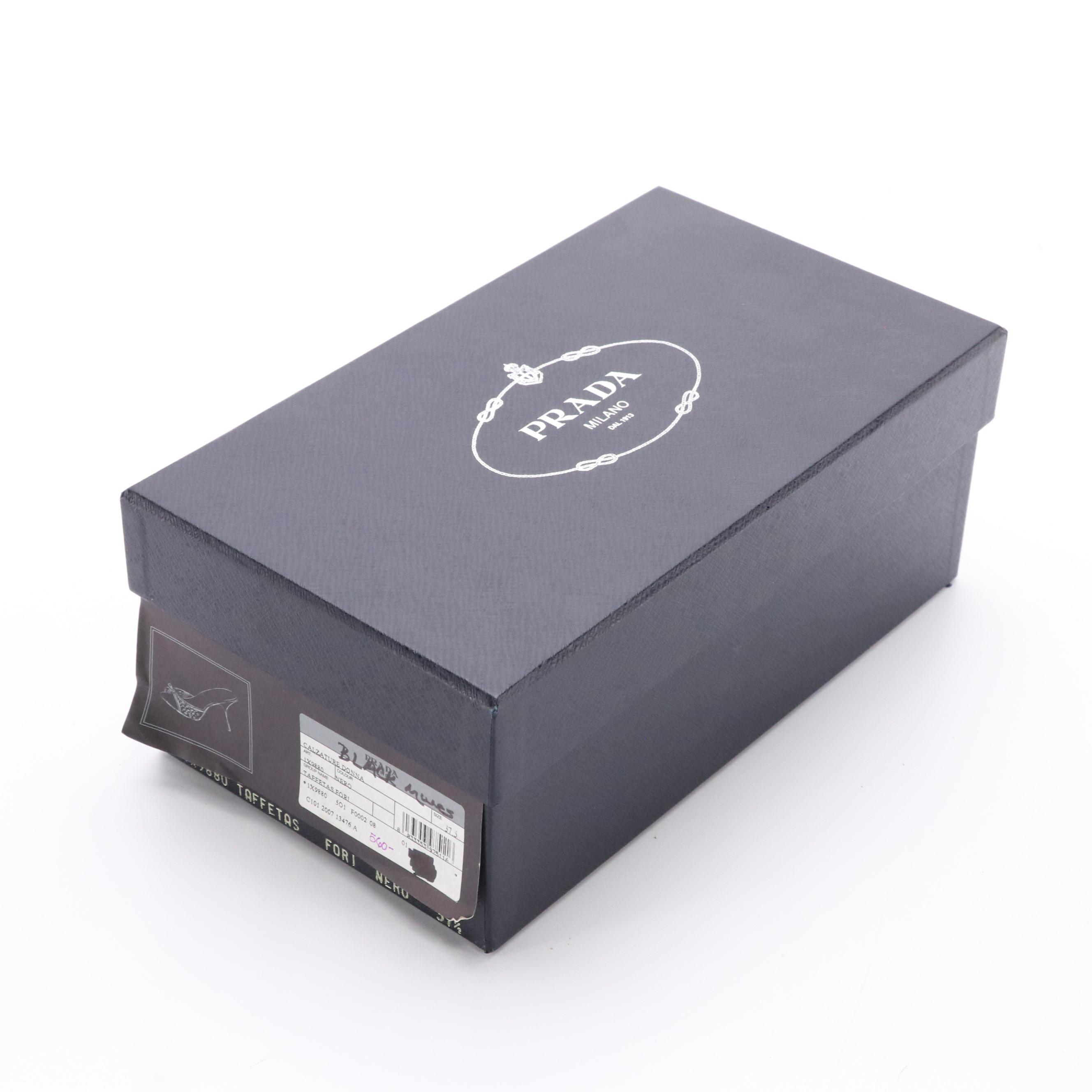 Prada Black Cut-Out Patent Leather Bow Slide Sandals with Box