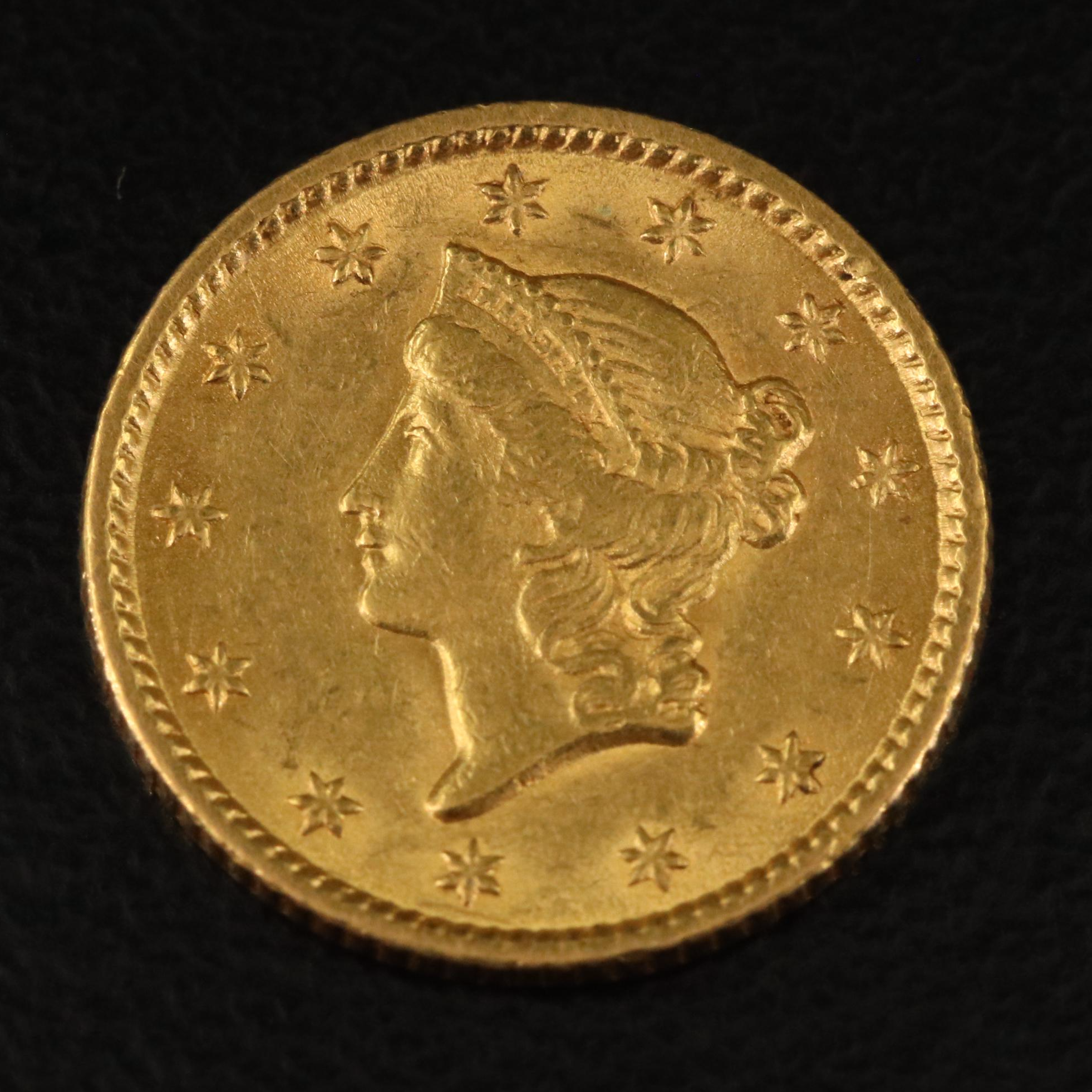 1853 Liberty Head $1 Gold Coin