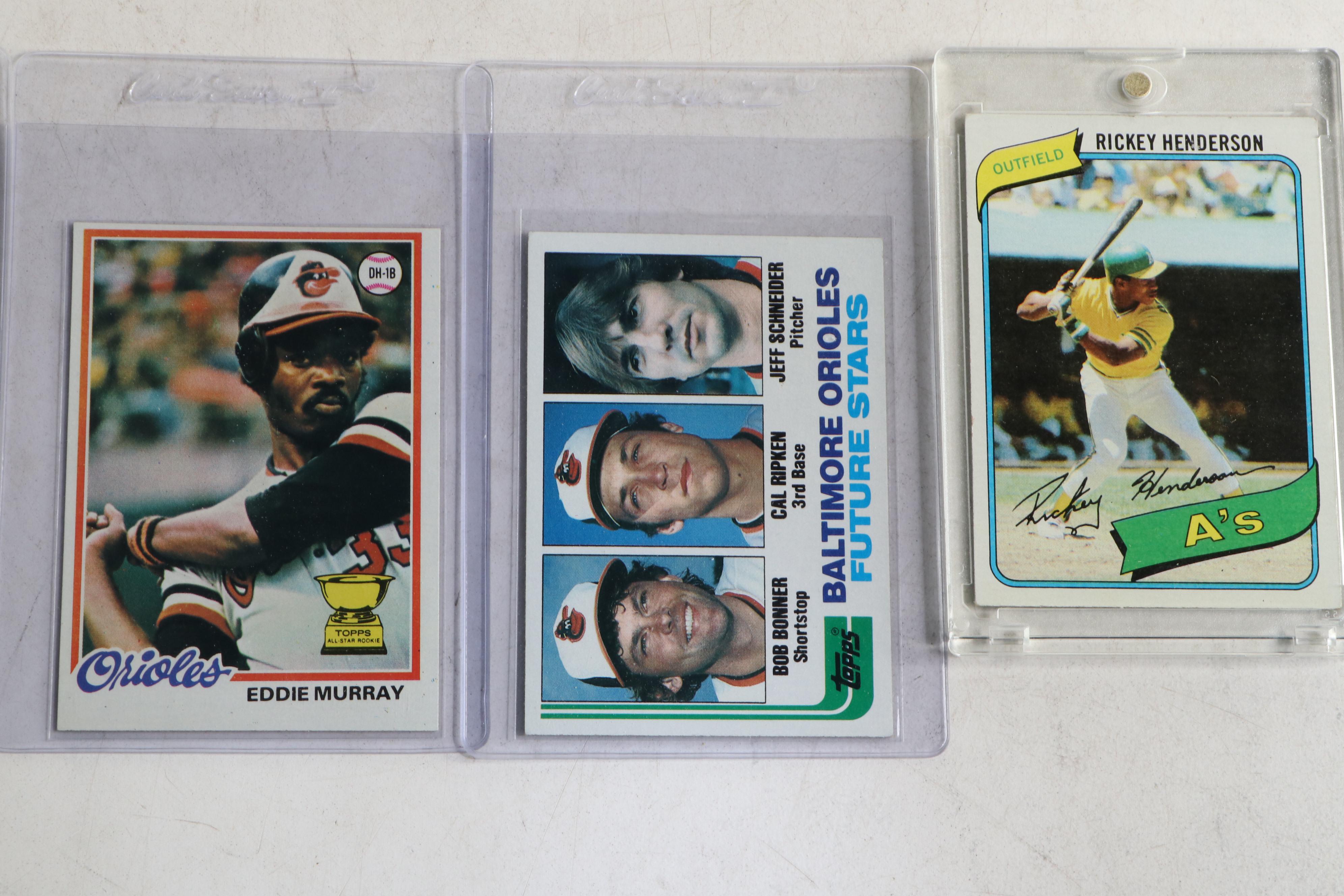 1978, 1980, and 1982 Topps Baseball Cards Sets Featuring Rickey Henderson Rookie