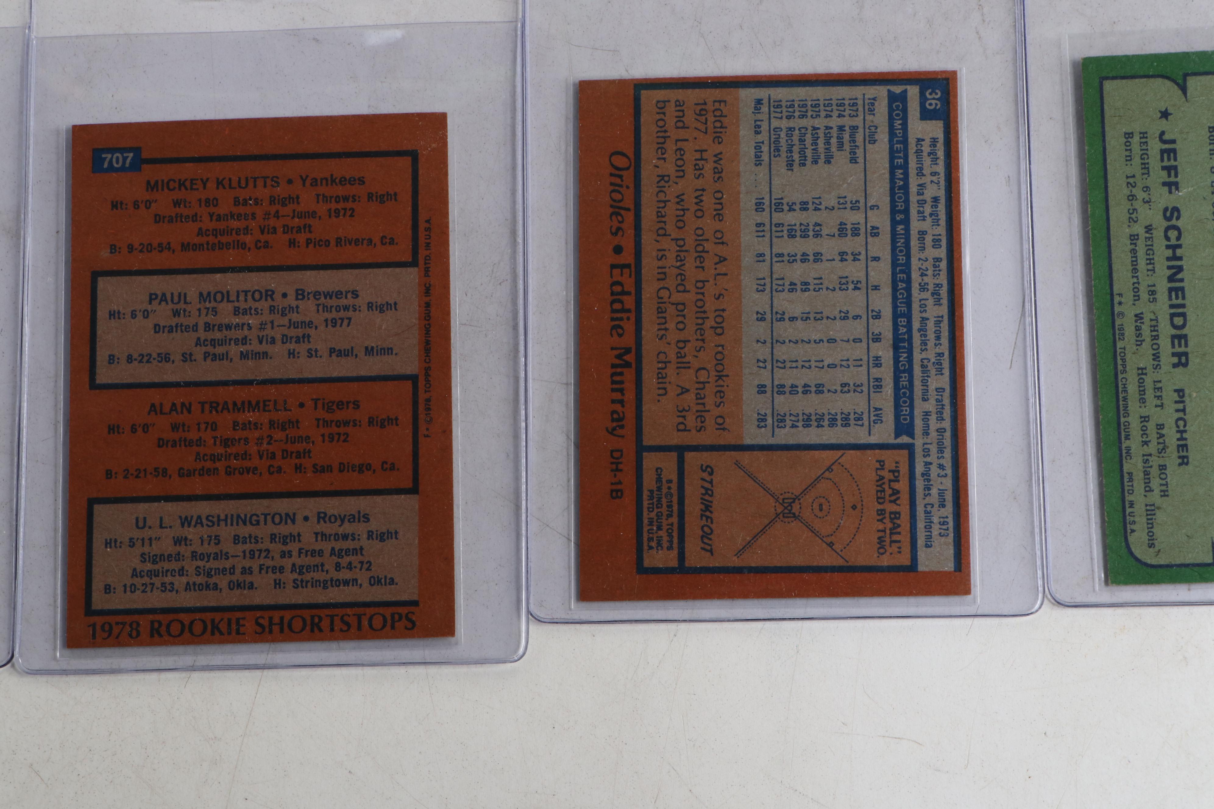 1978, 1980, and 1982 Topps Baseball Cards Sets Featuring Rickey Henderson Rookie