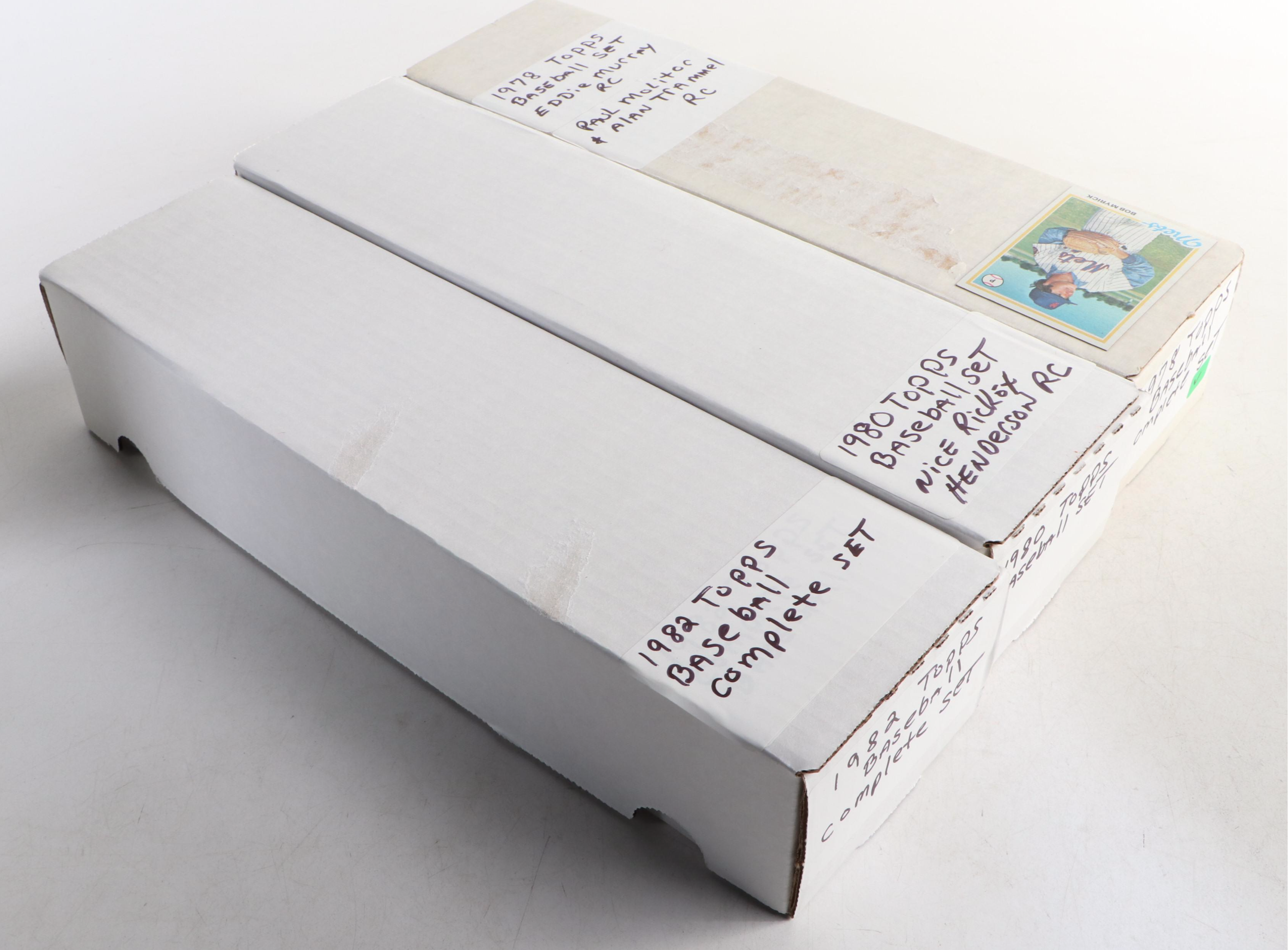 1978, 1980, and 1982 Topps Baseball Cards Sets Featuring Rickey Henderson Rookie