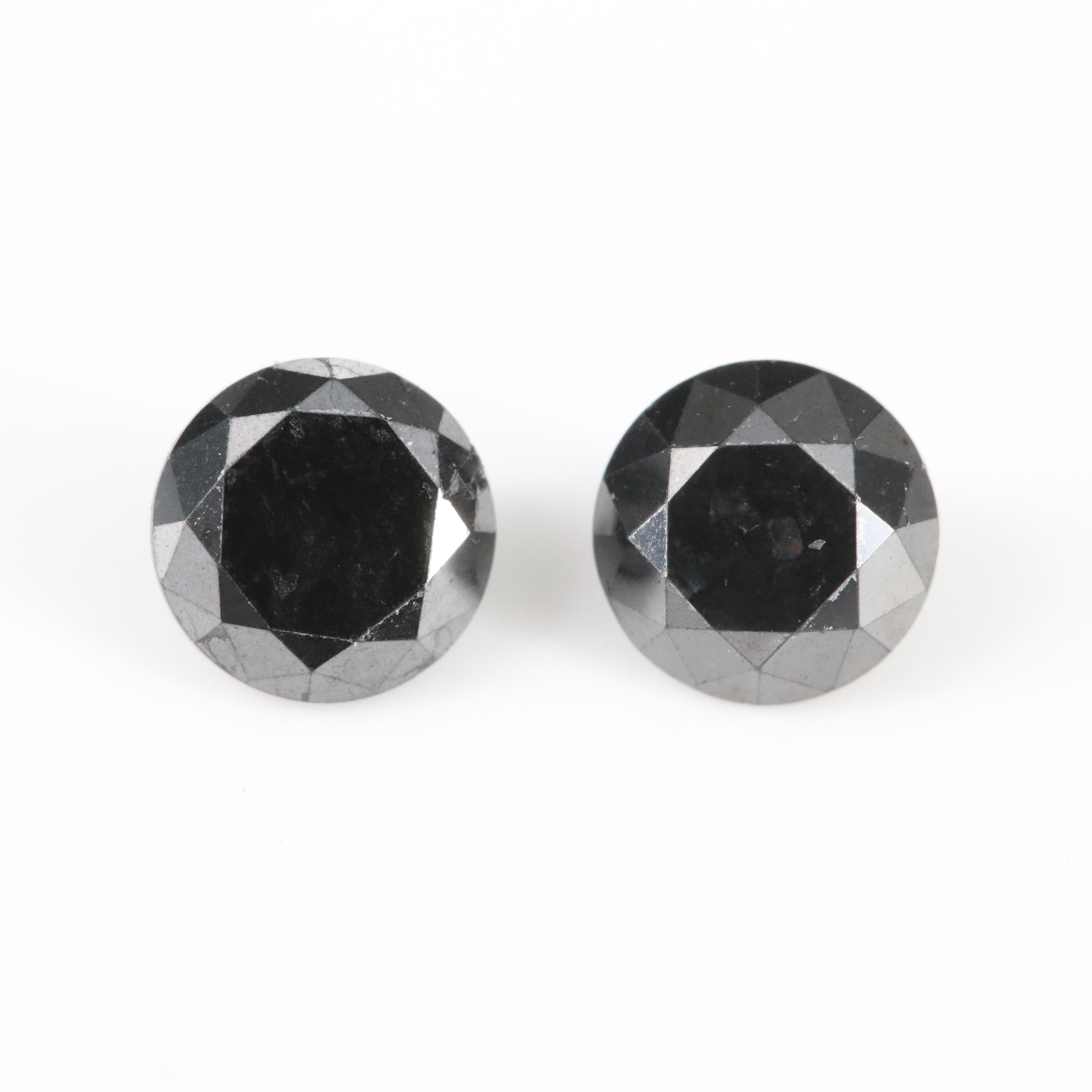 Loose 0.86 CTW Fancy Black Matched Pair Diamonds