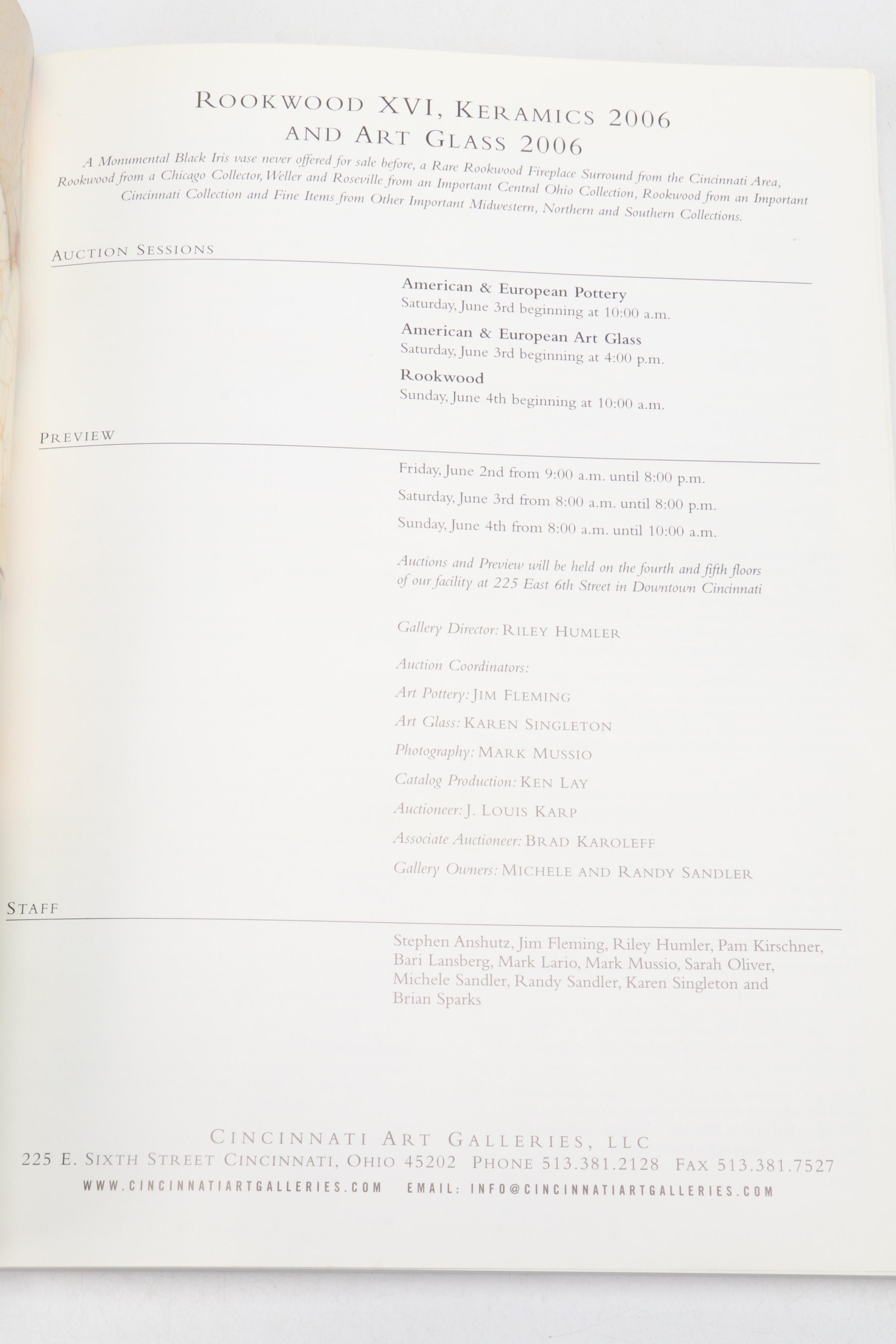 Rookwood Auction Catalogs and "Panorama of Cincinnati Art XXI," 1993–2006