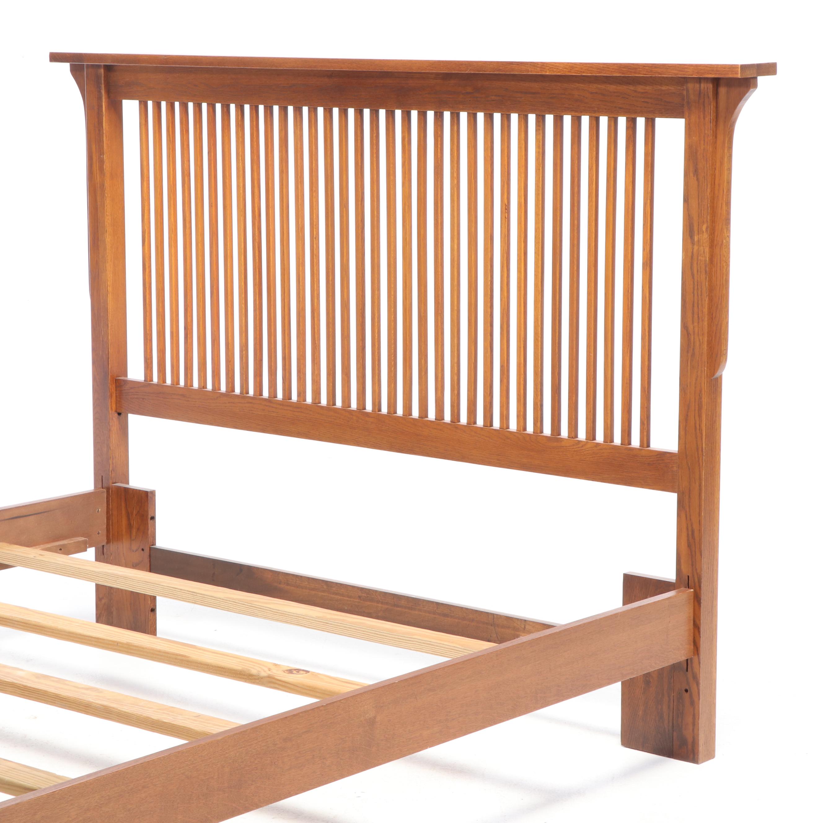 Craftsman Style Oak Queen Size Bed Frame