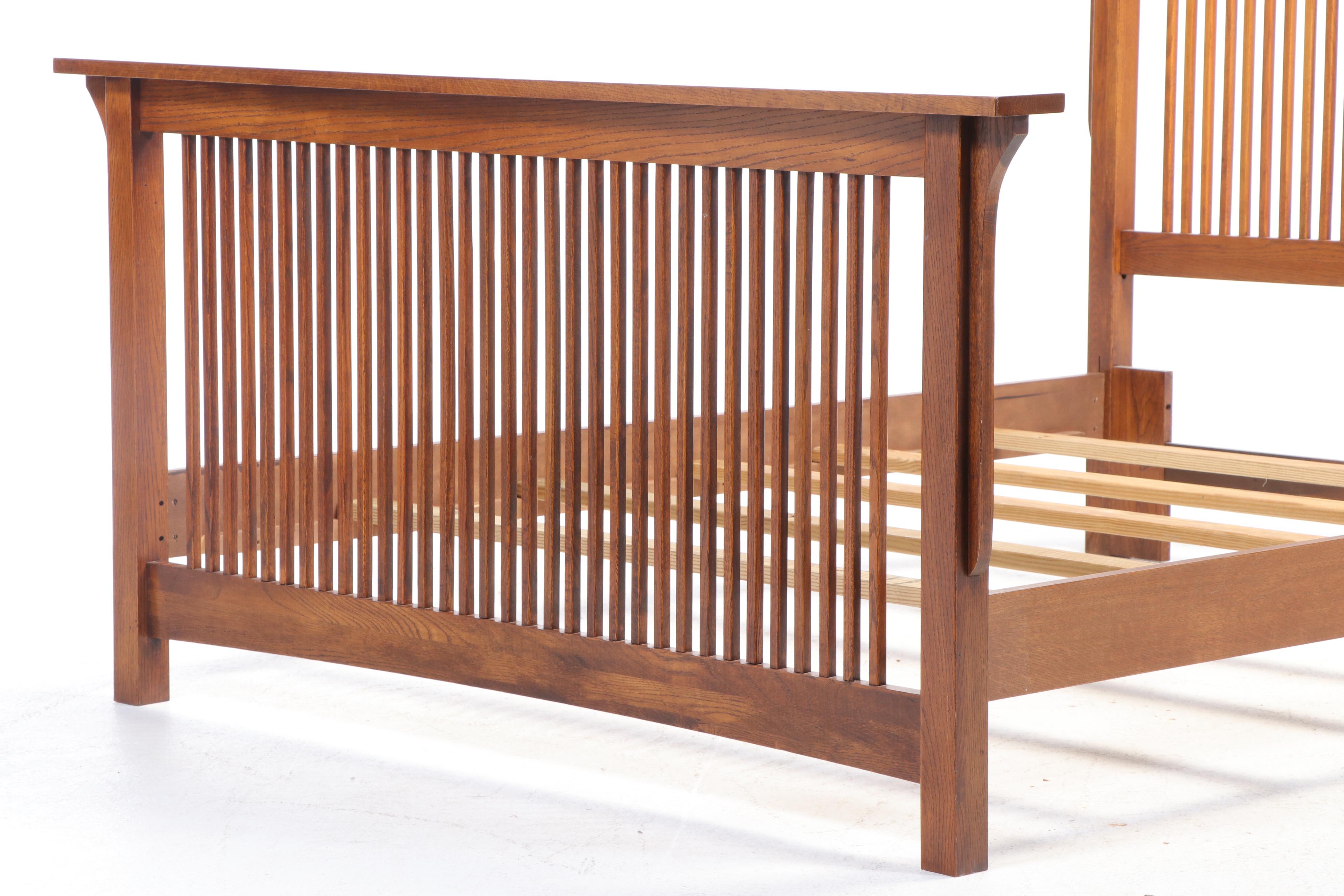 Craftsman Style Oak Queen Size Bed Frame