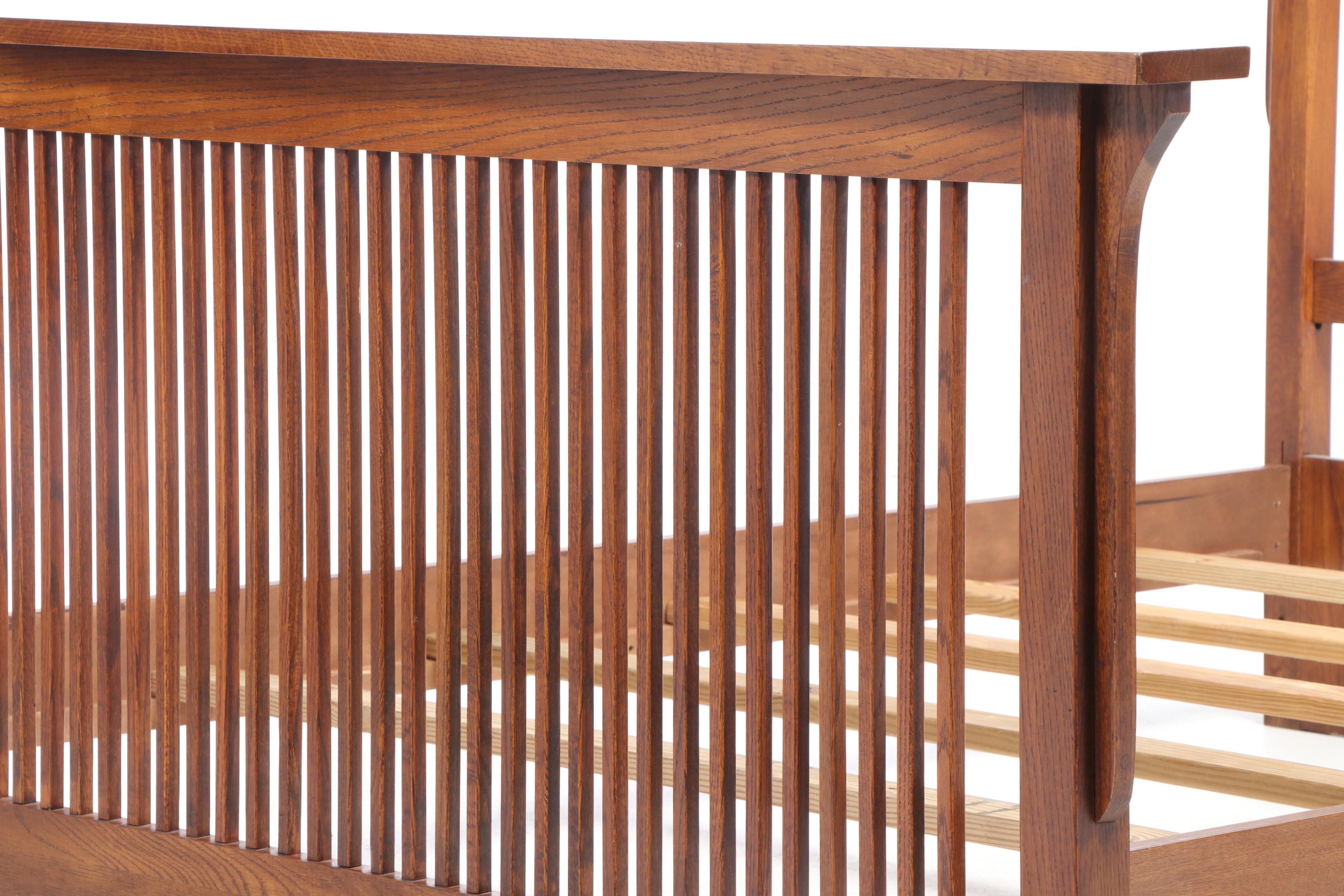 Craftsman Style Oak Queen Size Bed Frame