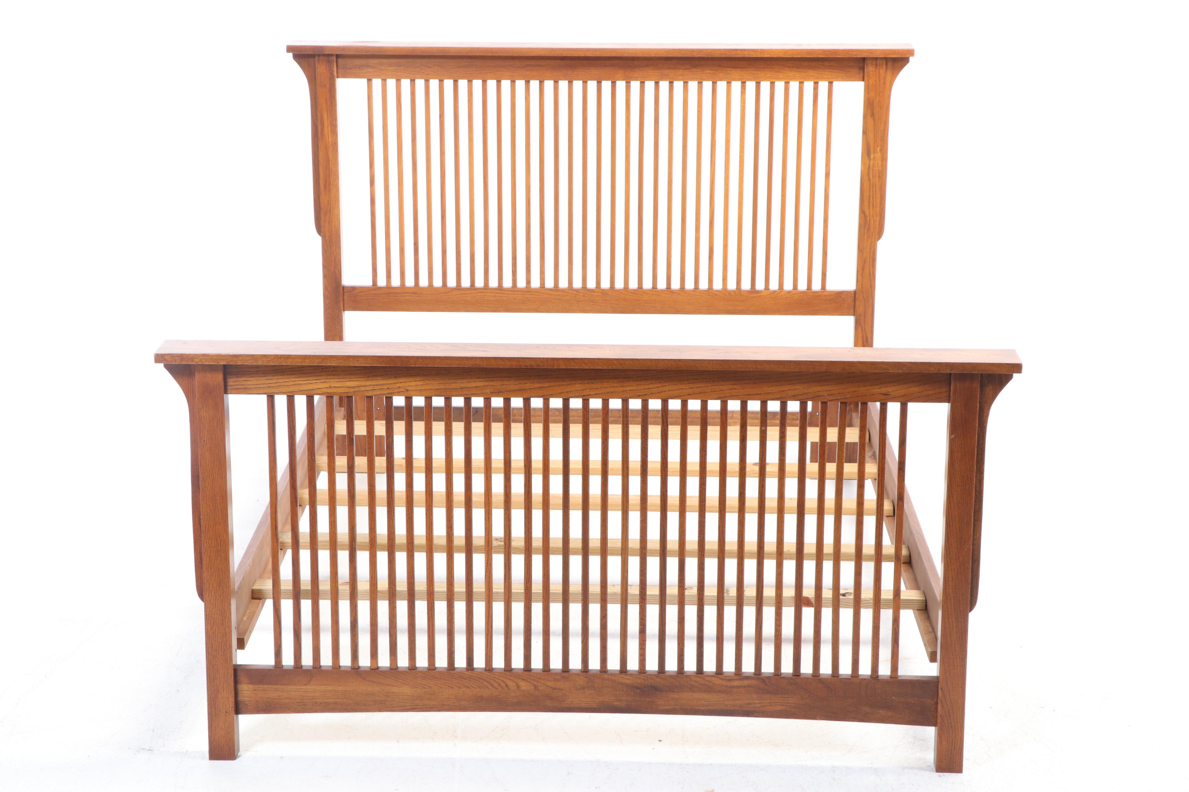 Craftsman Style Oak Queen Size Bed Frame